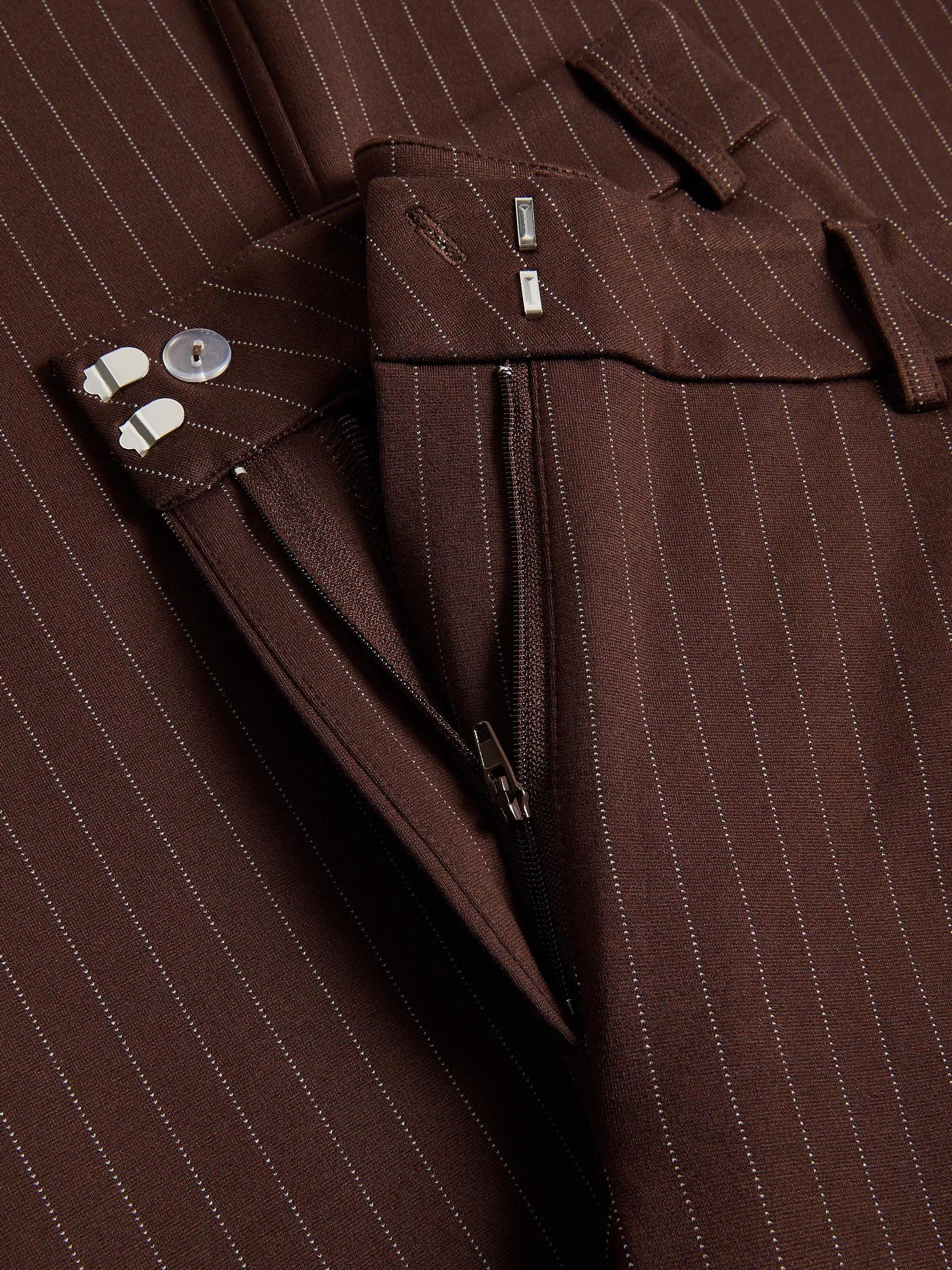 DARK BROWN Loose rib knit trousers, Brown, large image number 5