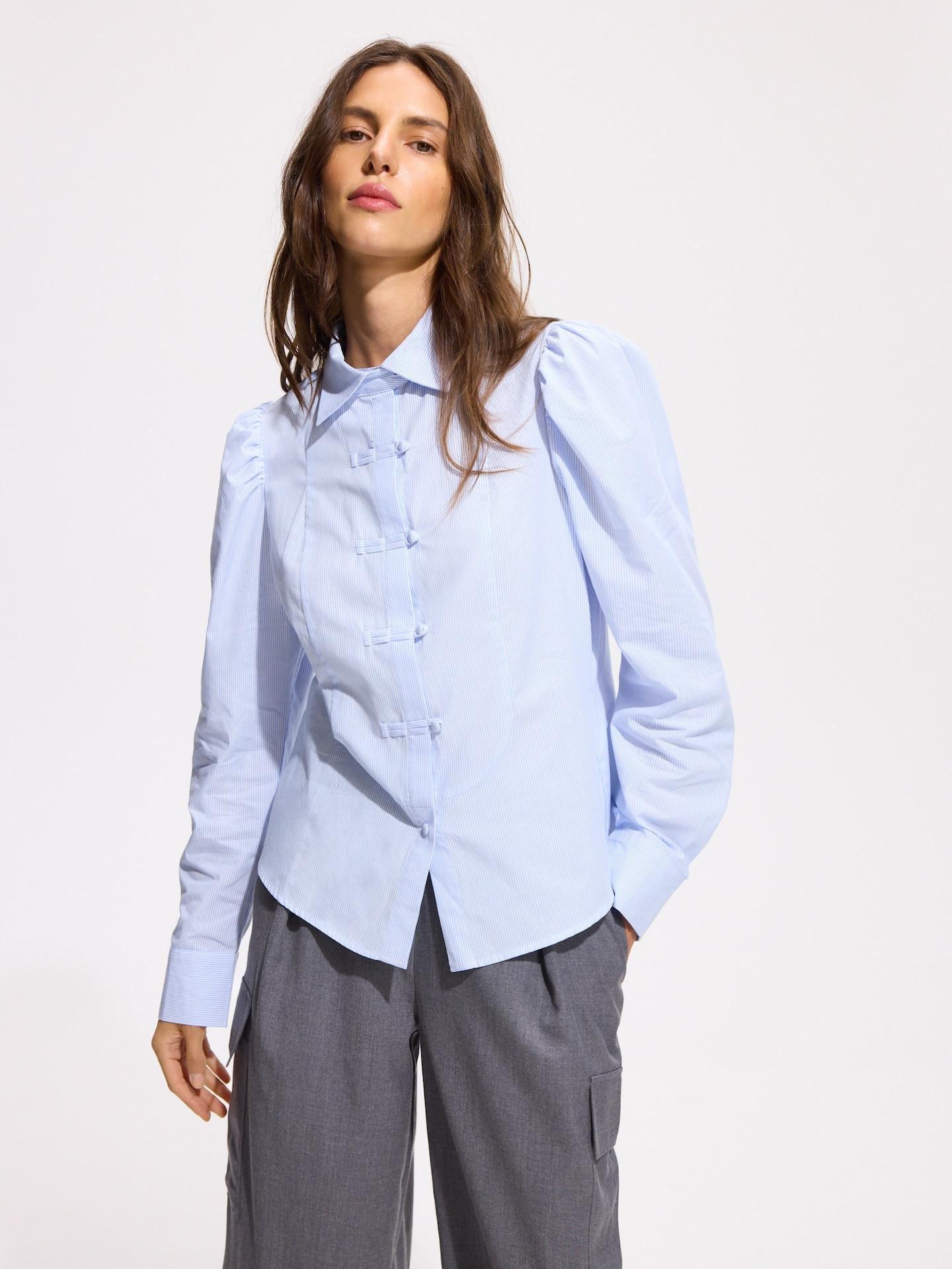 Blue Stripe Cotton Shirt, Blue, medium