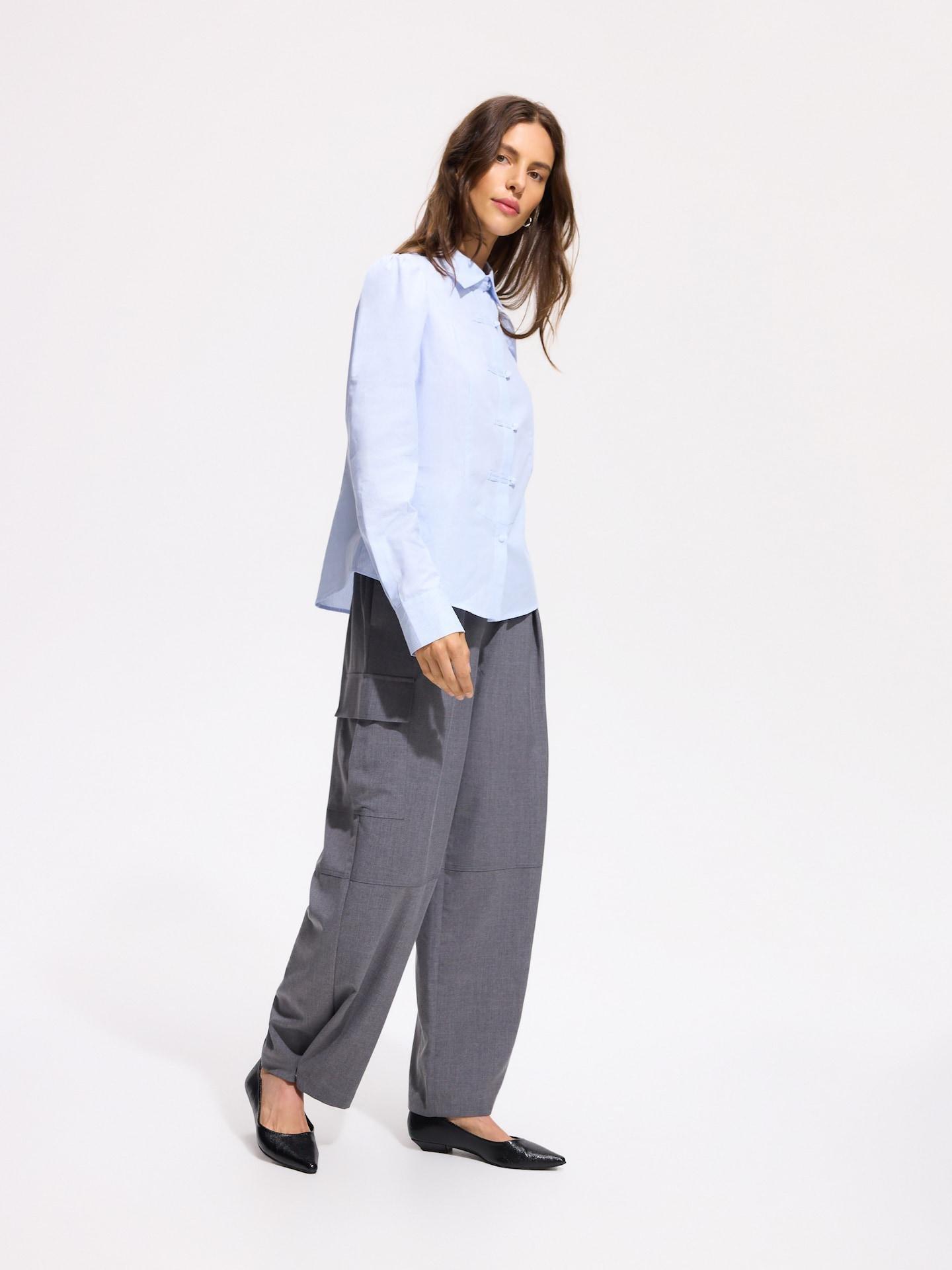 Blue Stripe Cotton Shirt, Blue, large image number 1