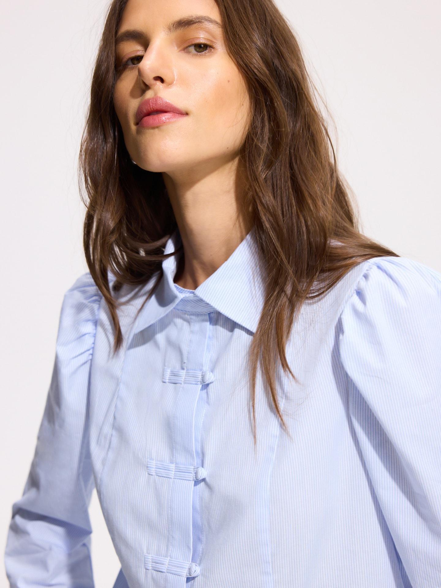 Blue Stripe Cotton Shirt, Blue, large image number 2