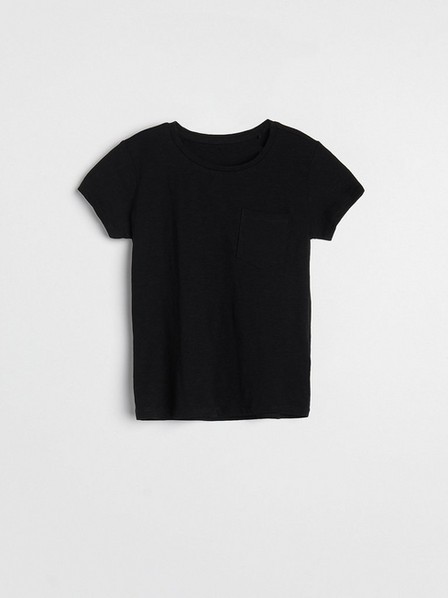 Reserved - Black Cotton T-Shirt With A Pocket, Kids Girl