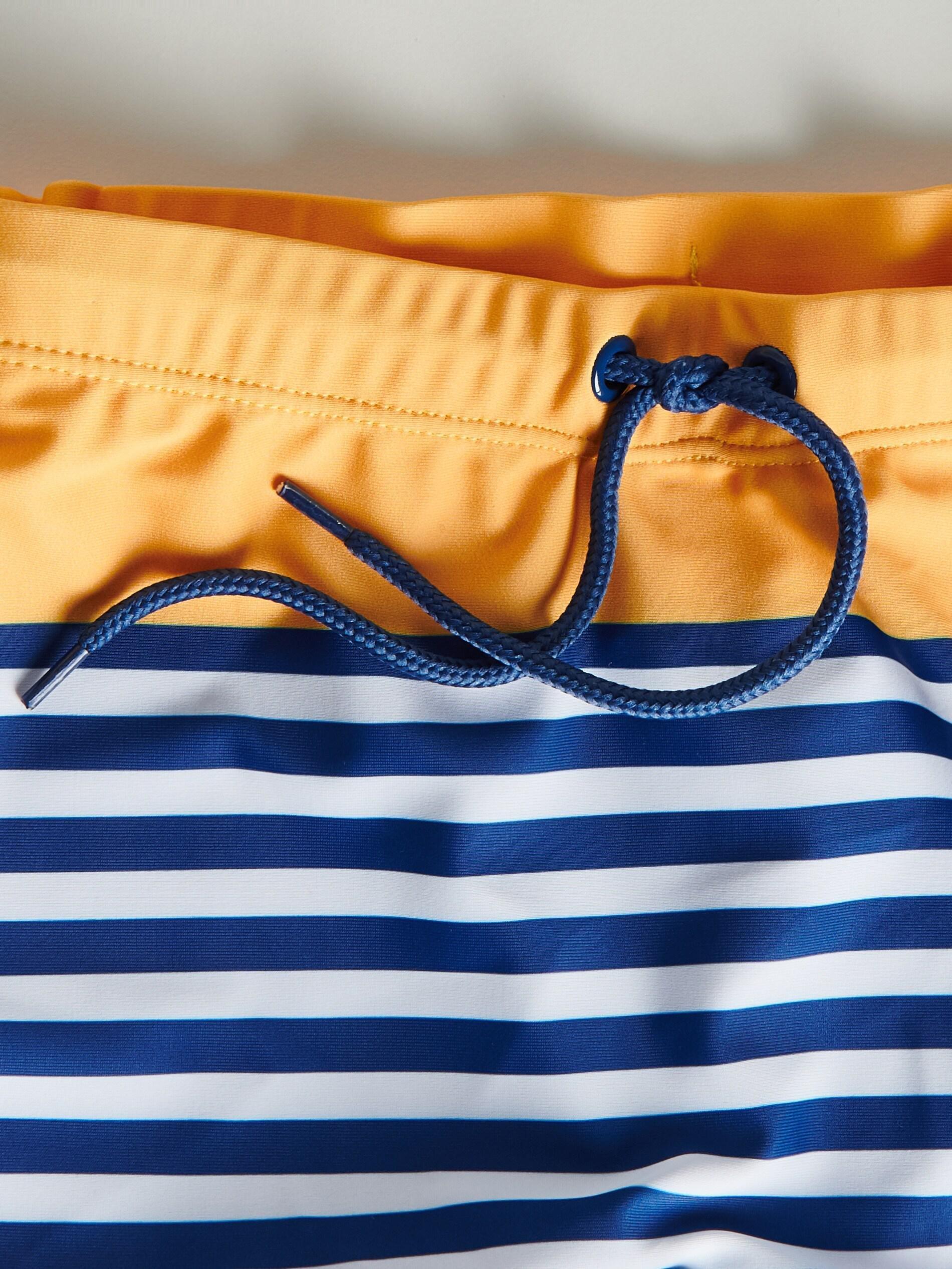 Navy Blue Striped Swim Trunks, Boys, , large image number 1