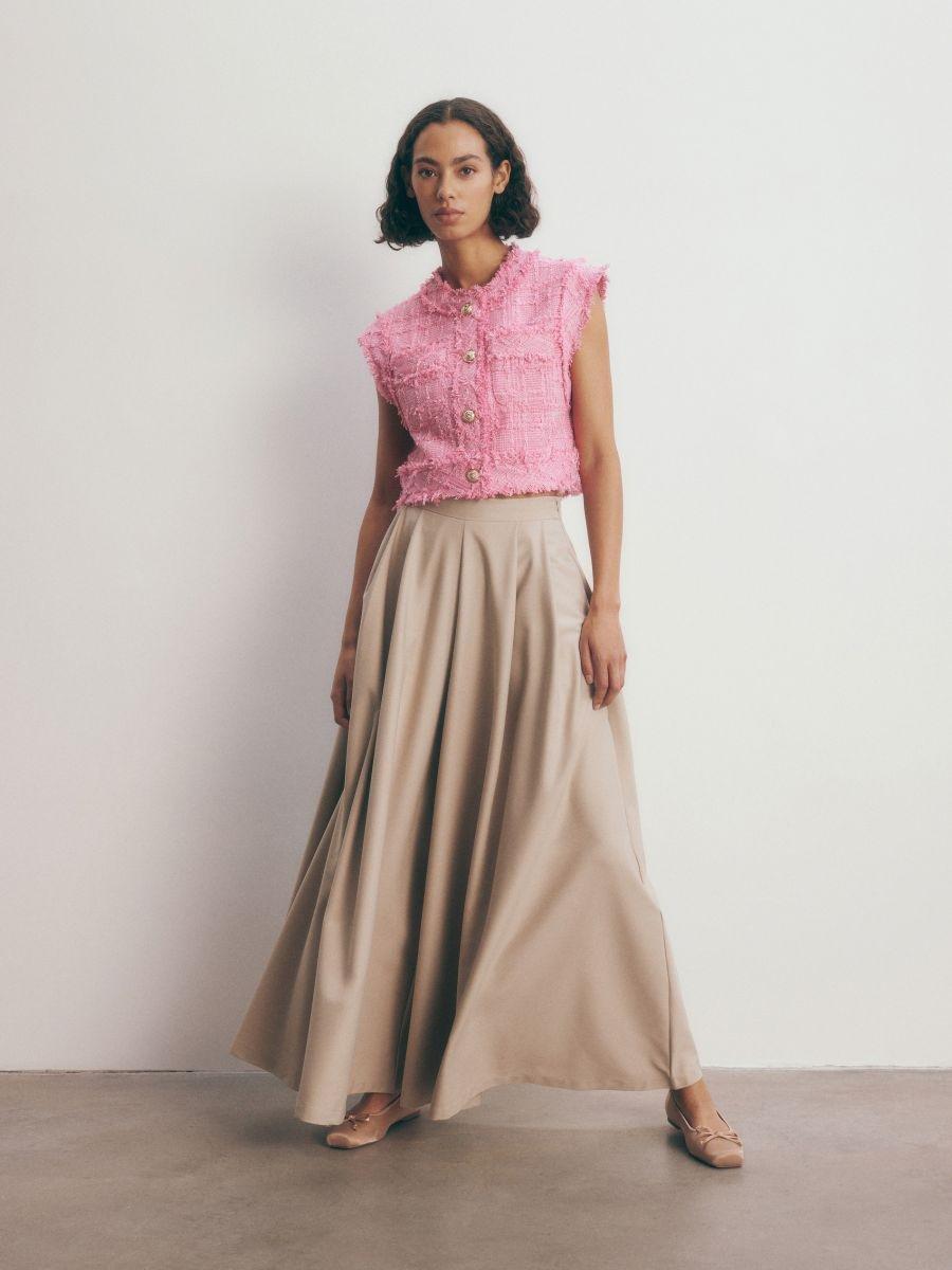 Beige Loose Trousers With Pleats, , large image number 0