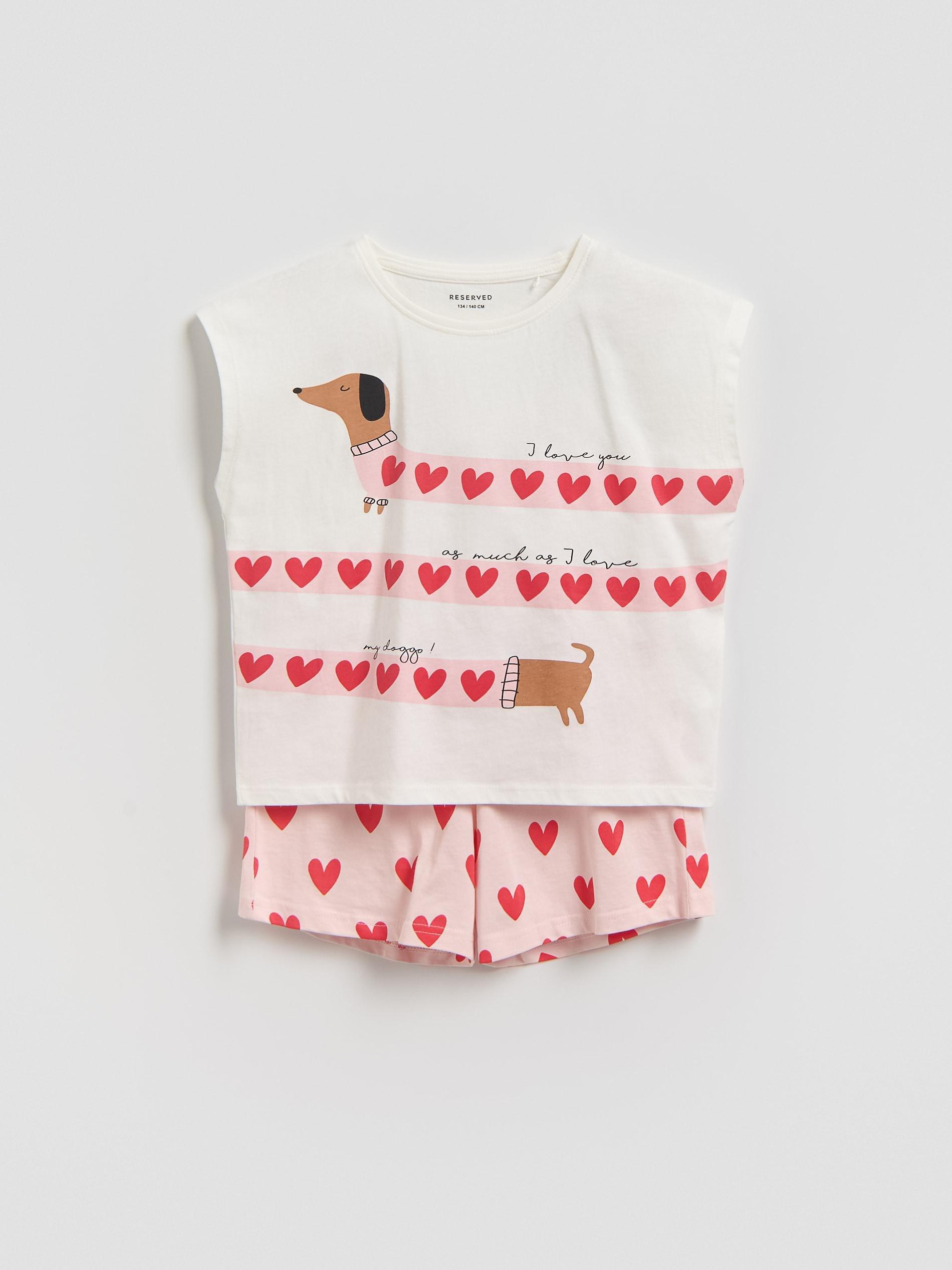 Pink Printed Cotton Pyjama Set, Pink, large image number 0