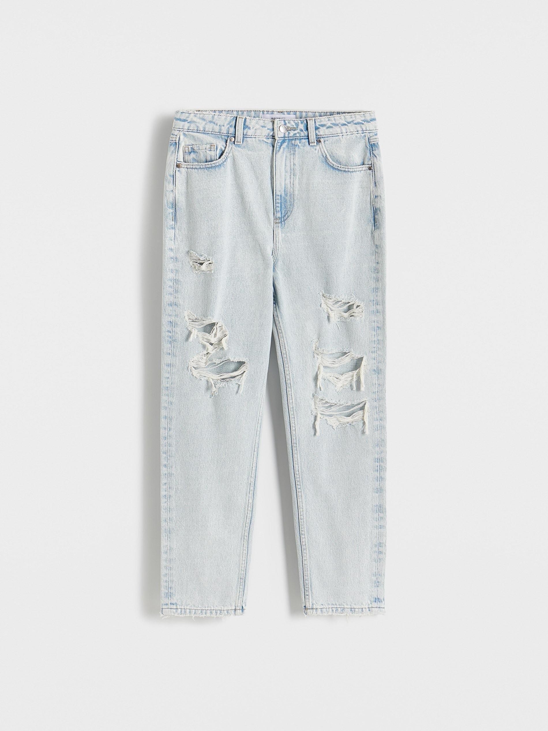 Blue High Waist Mom Fit Jeans, , large image number 1