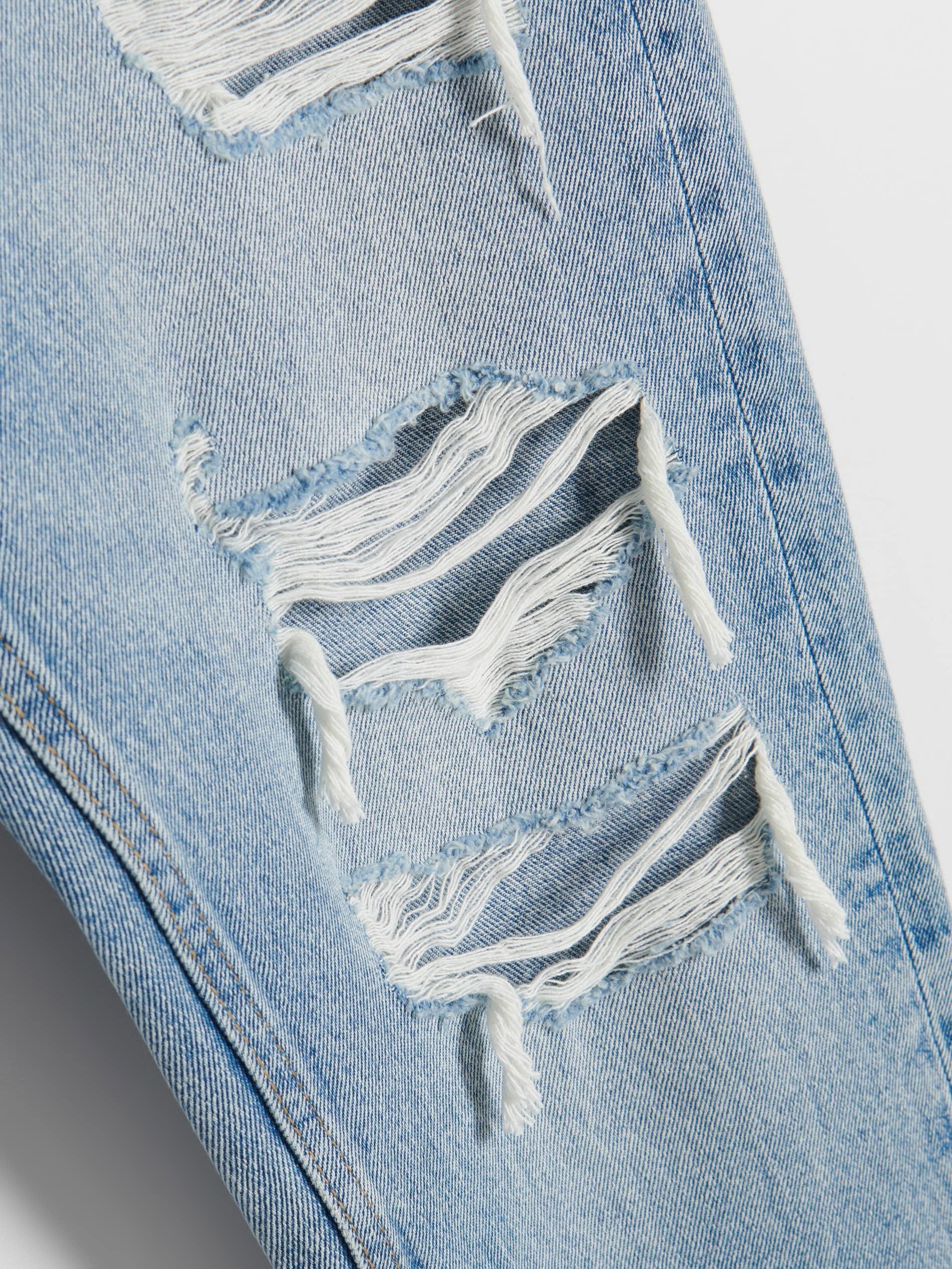 Blue High Waist Mom Fit Jeans, , large image number 1