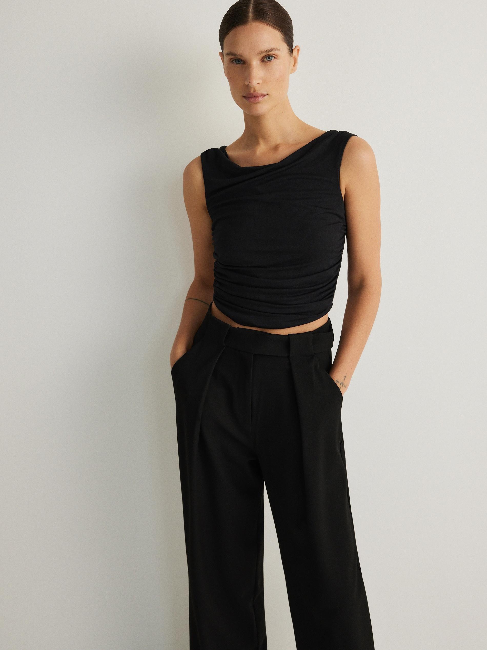 Black Wide Leg Trousers, , large image number 2