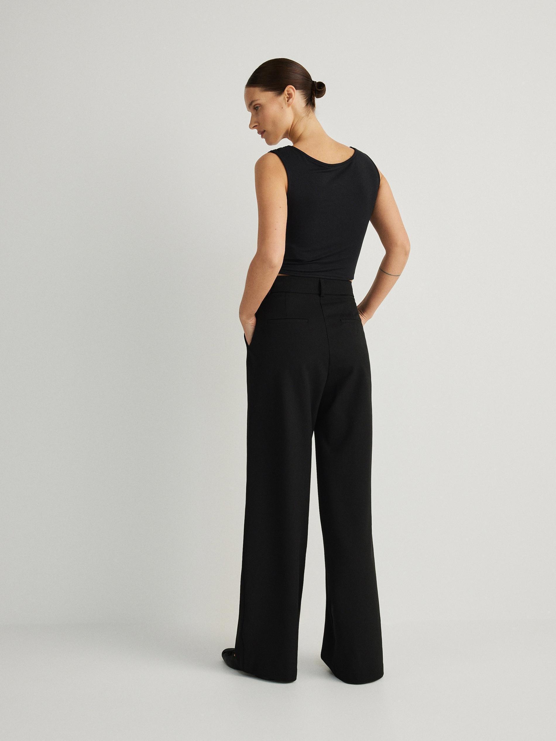 Black Wide Leg Trousers, , large image number 3