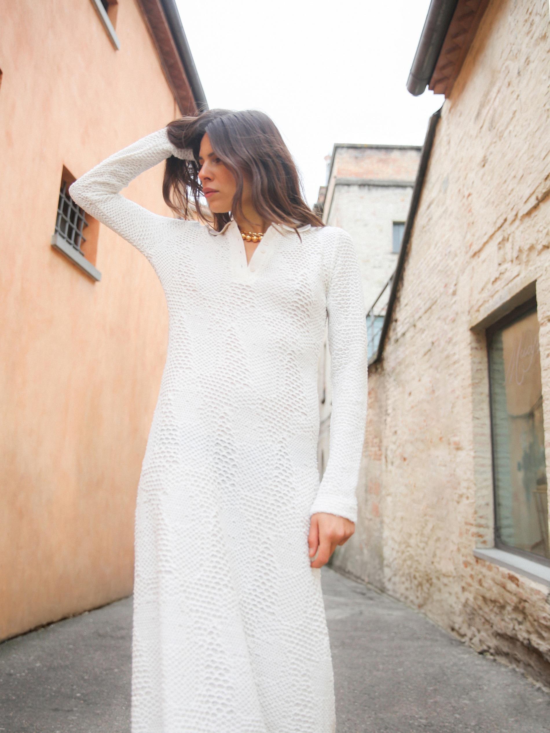 White Structural Jersey Dress, , large image number 0