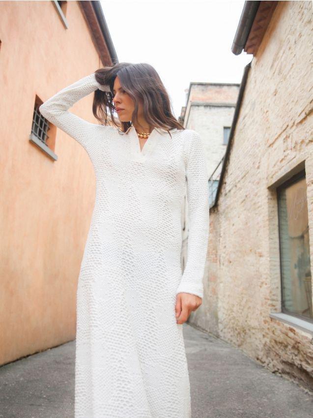White Structural Jersey Dress, , large image number 1