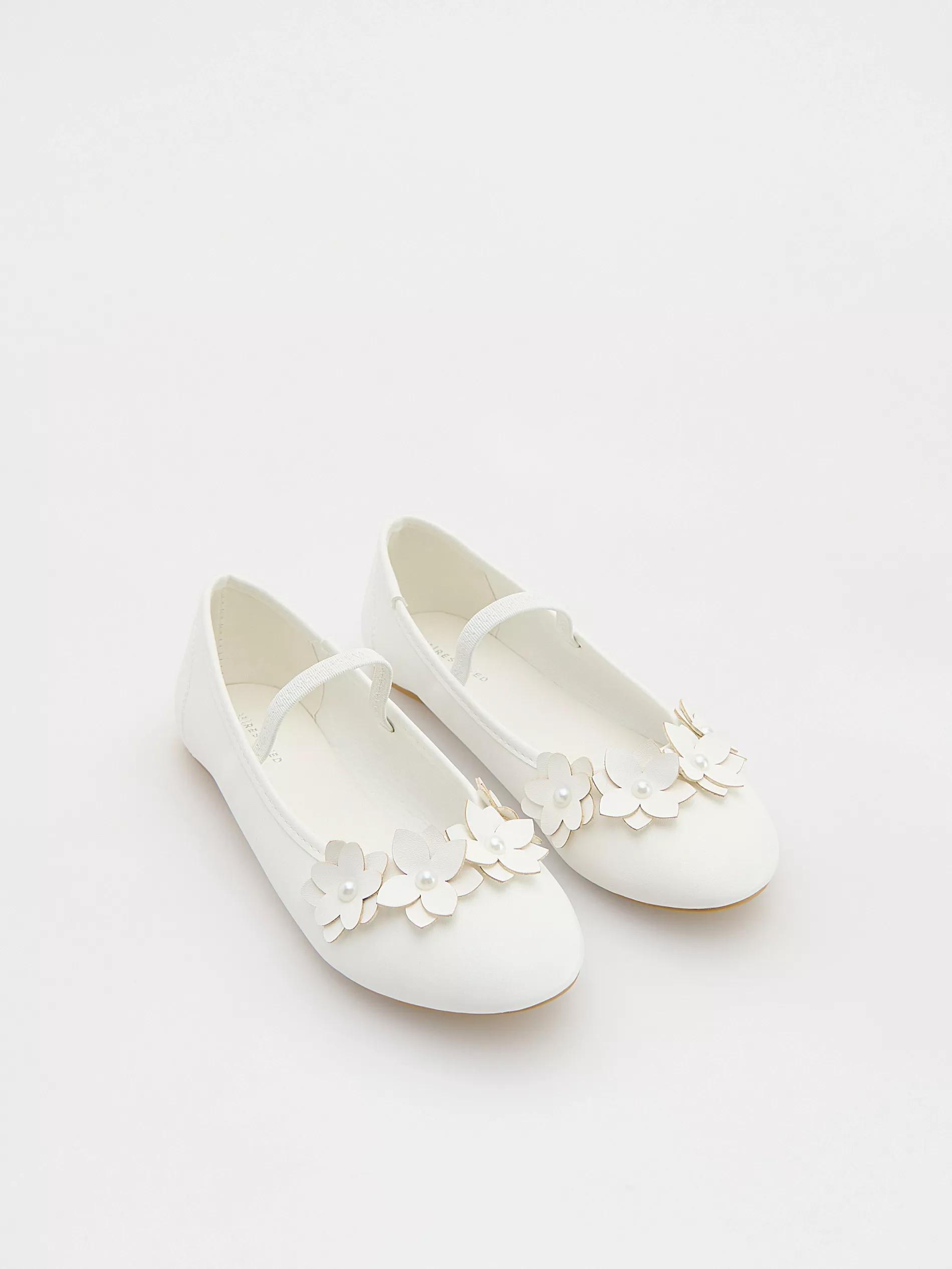 WHITE Ballerinas with flower, White, large image number 0