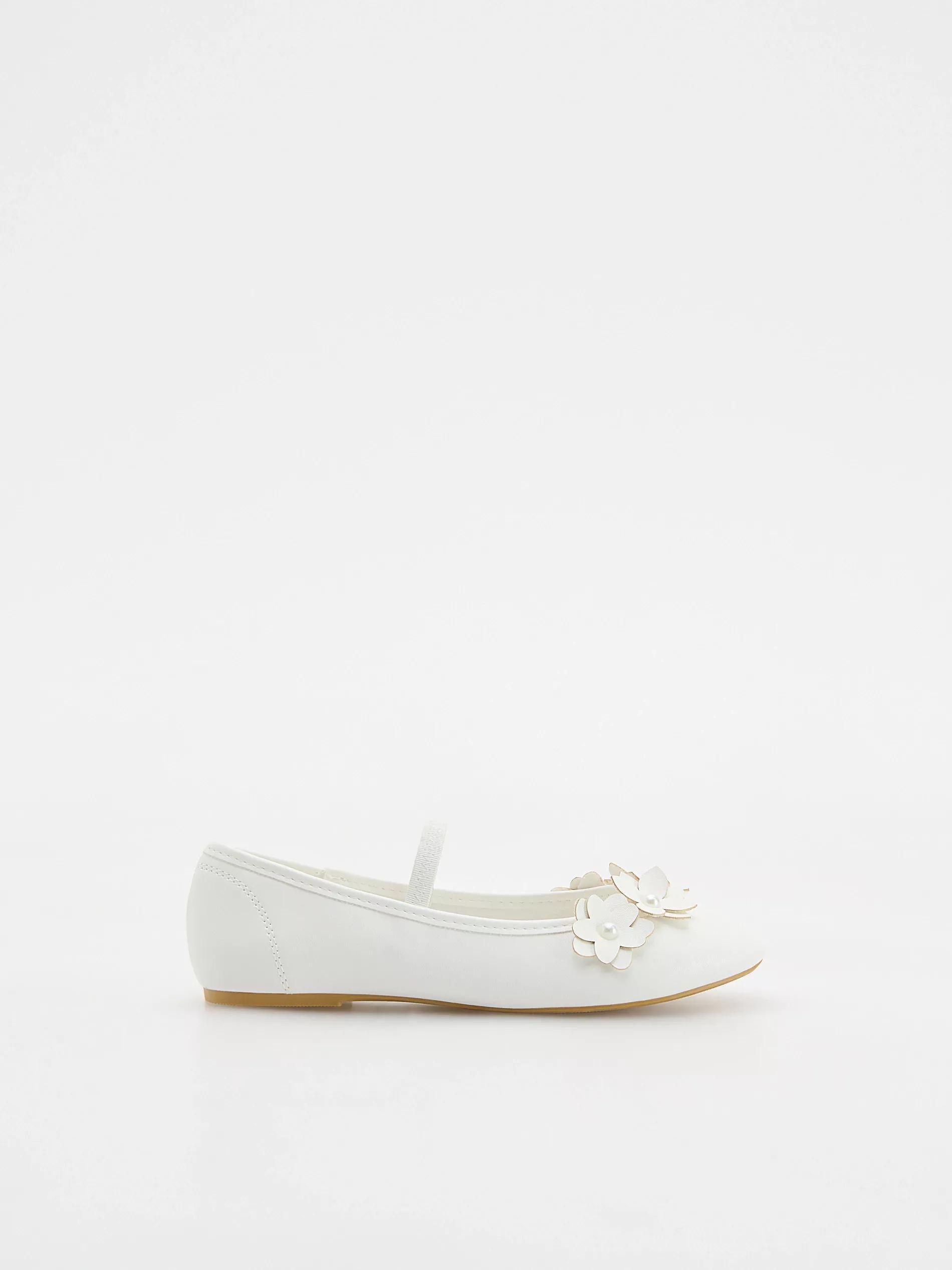 WHITE Ballerinas with flower, White, large image number 1