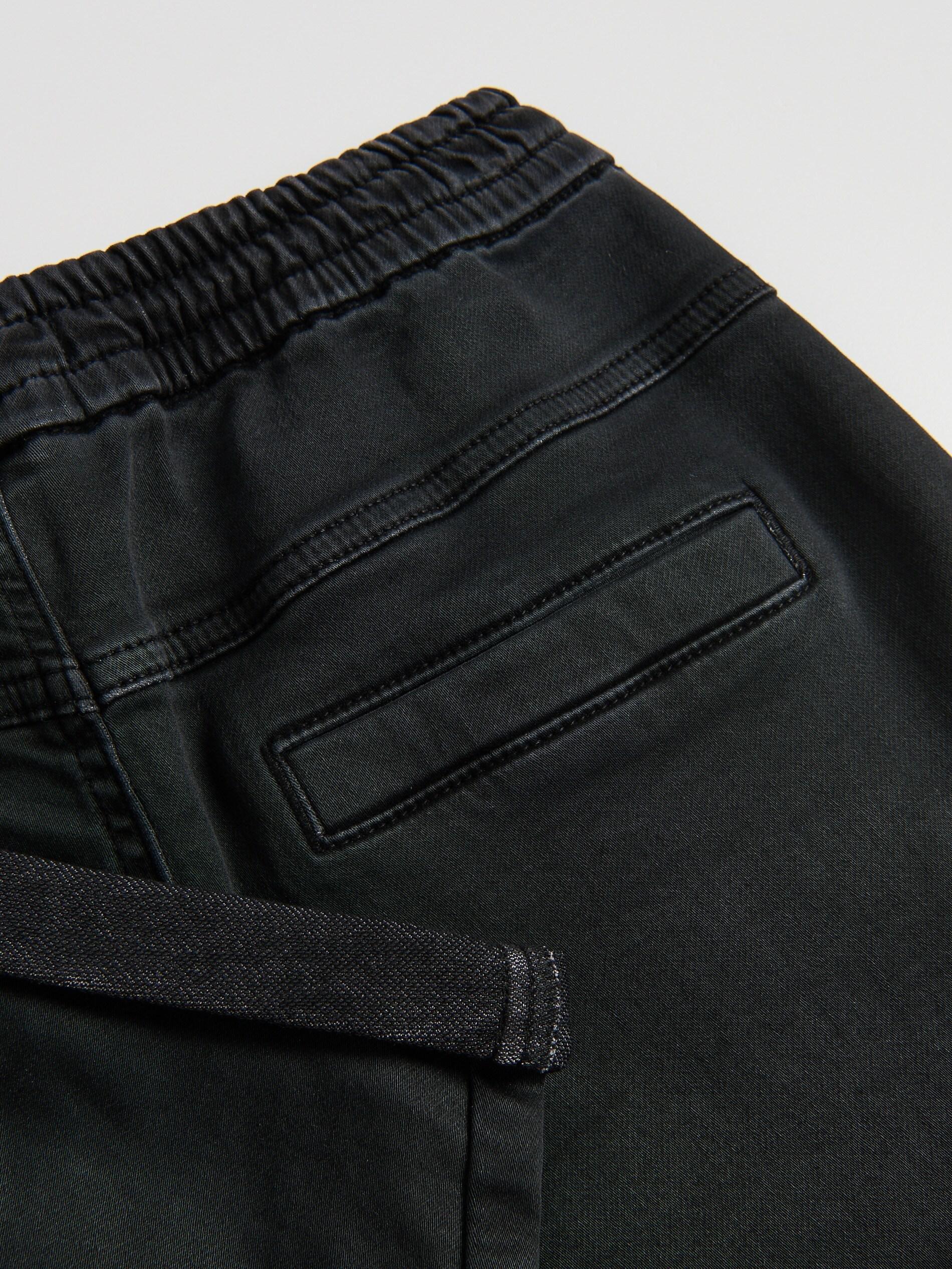 Black Elastic Cargo Trousers, Kids Boys, Black, medium