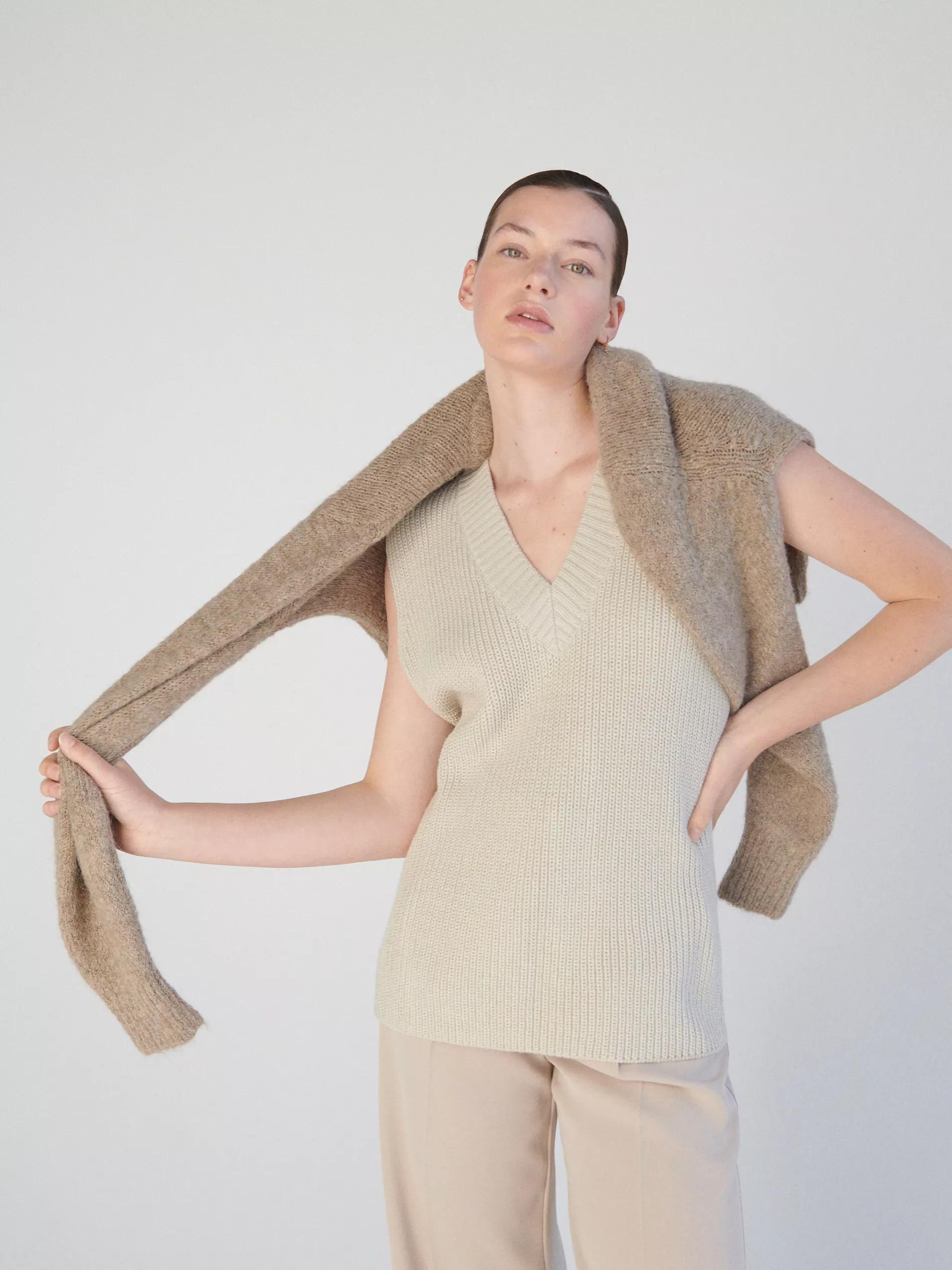 Beige Jersey Vest, , large image number 0