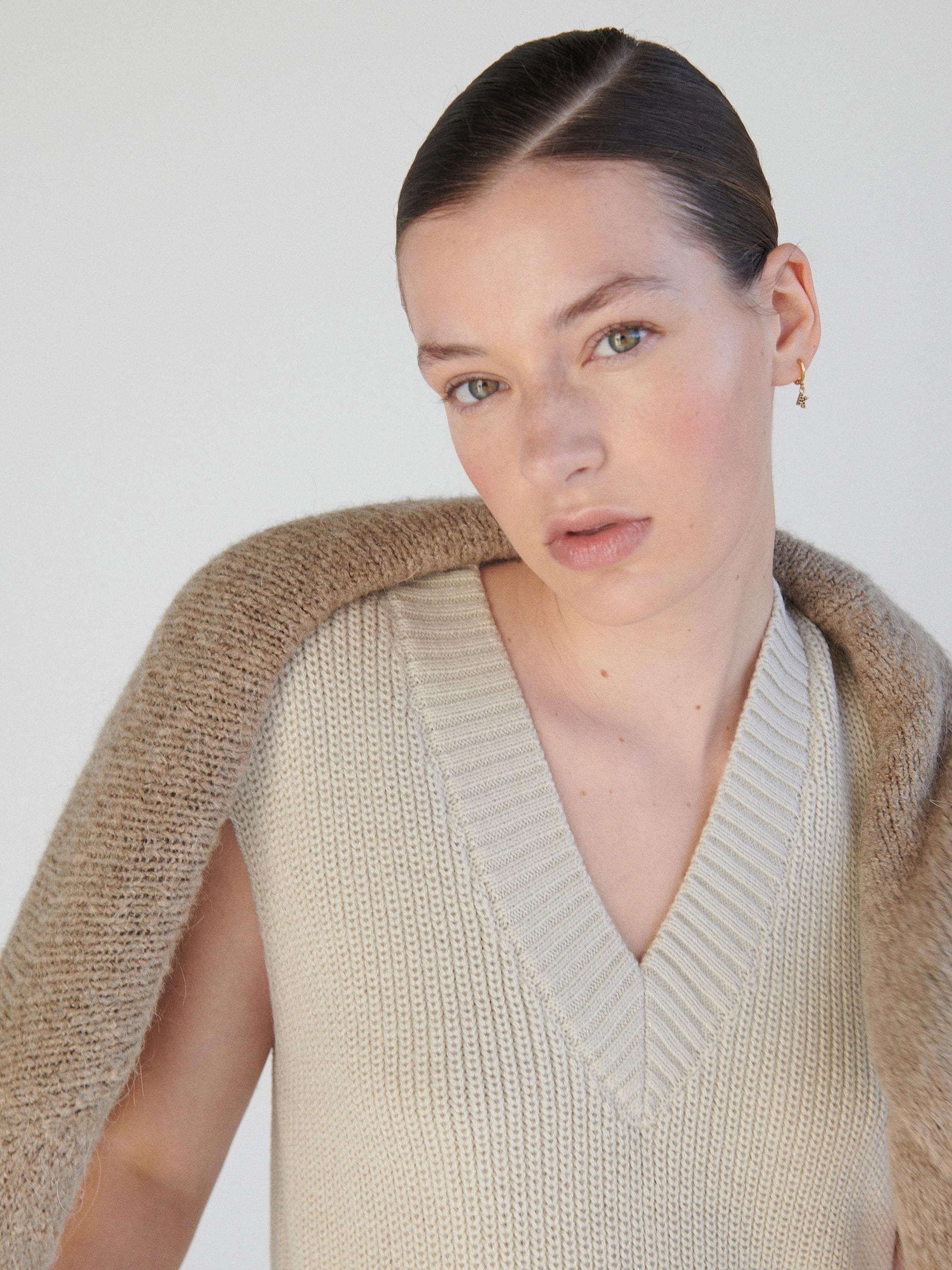 Beige Jersey Vest, , large image number 2