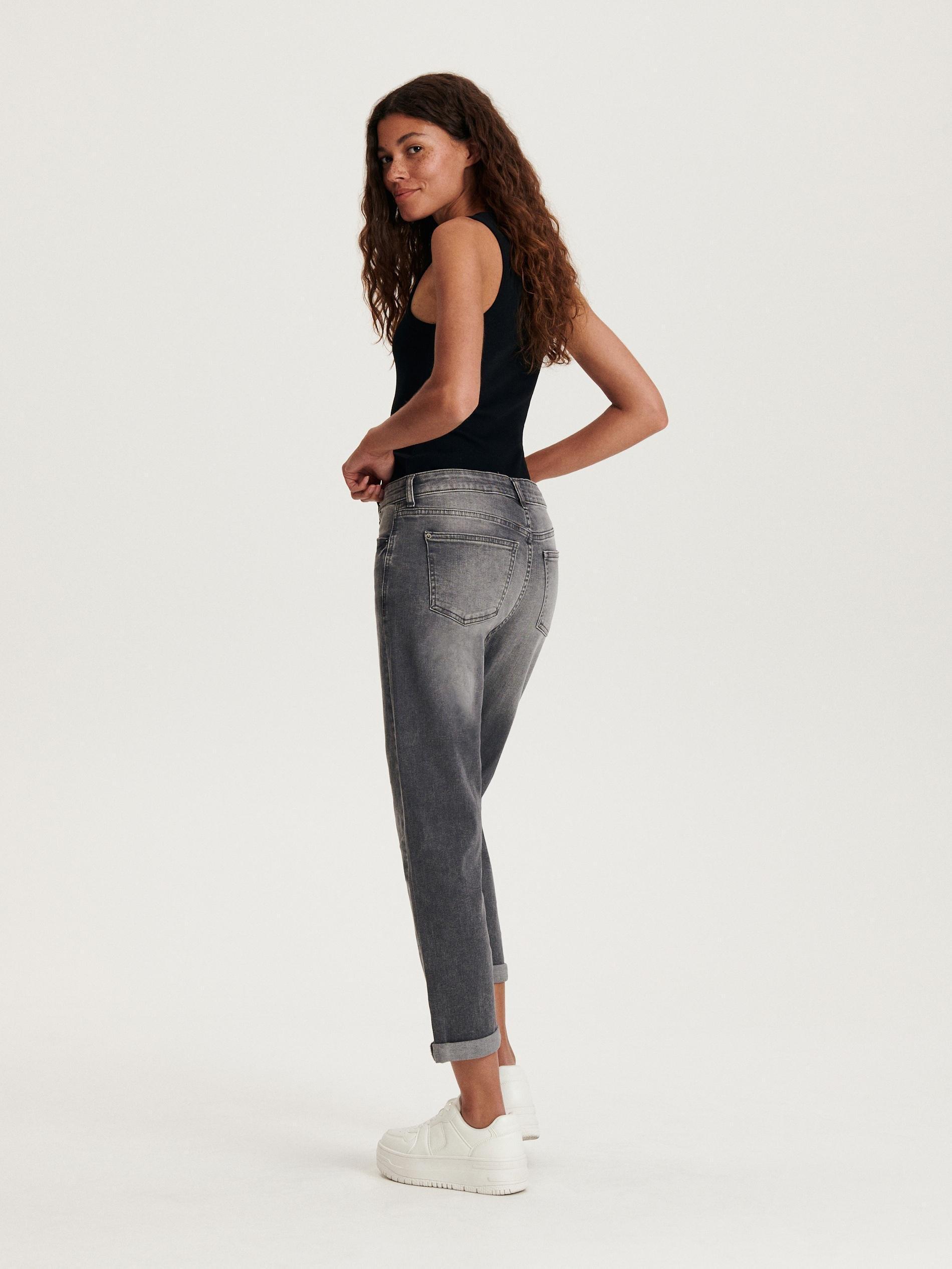 Grey Boyfriend Slim Jeans, , large image number 0