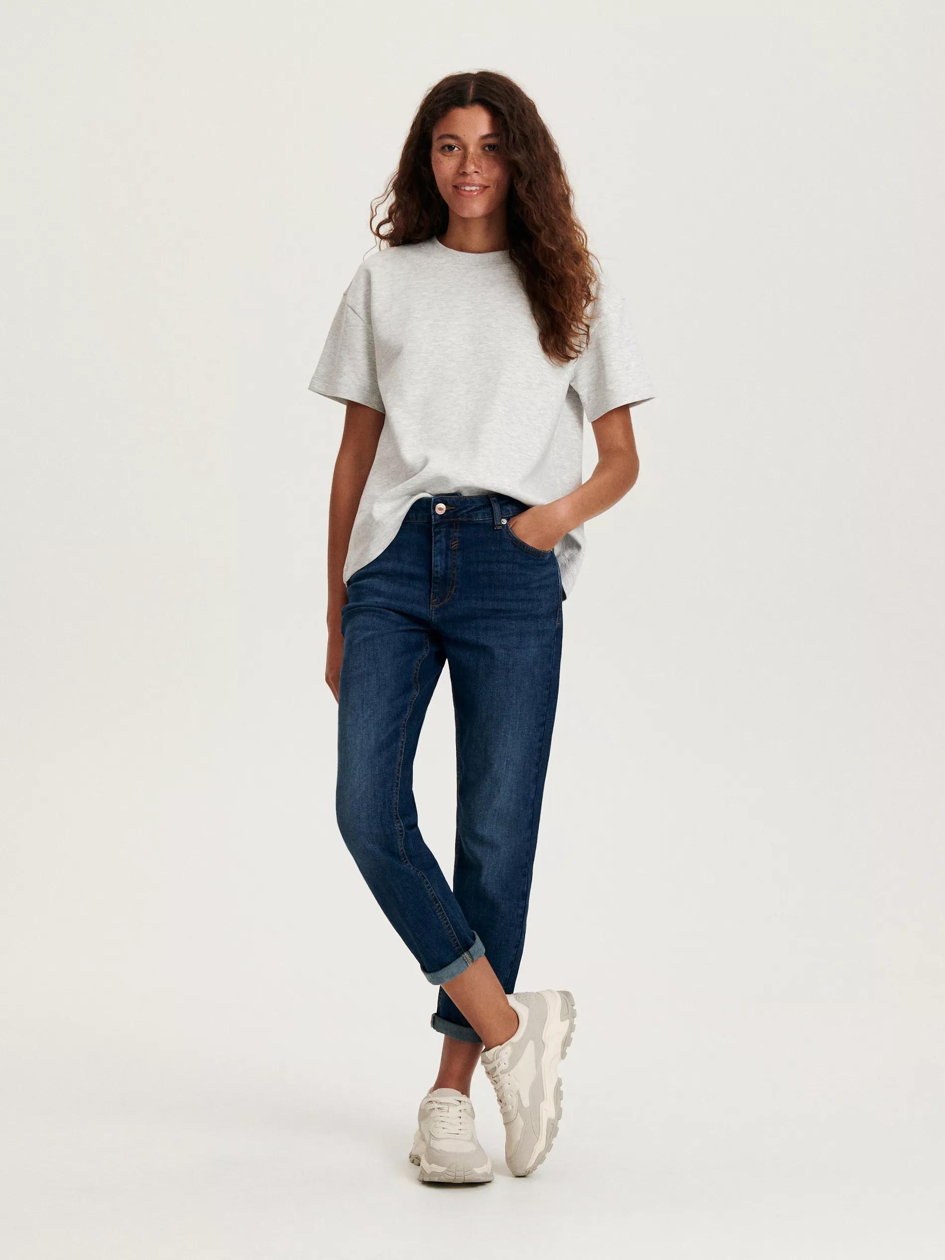 Navy Boyfriend Slim Jeans, , large image number 0