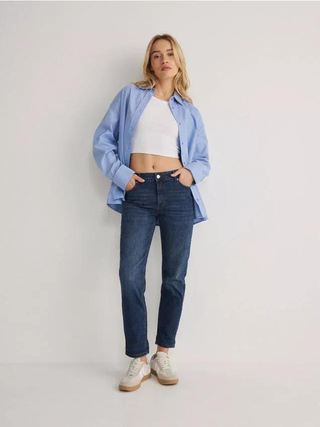 Navy Boyfriend Slim Jeans, , large image number 1