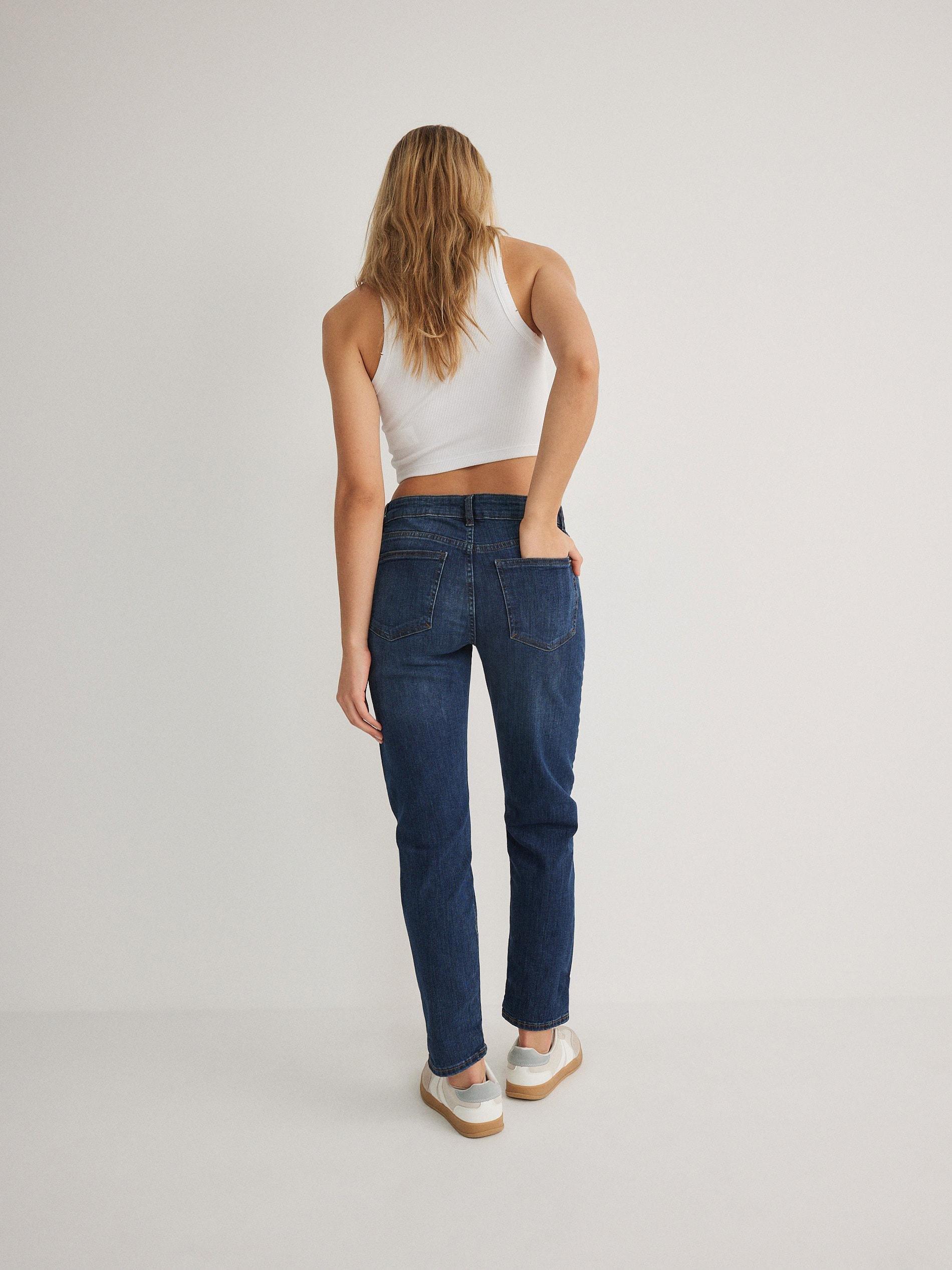 Navy Boyfriend Slim Jeans, , large image number 8