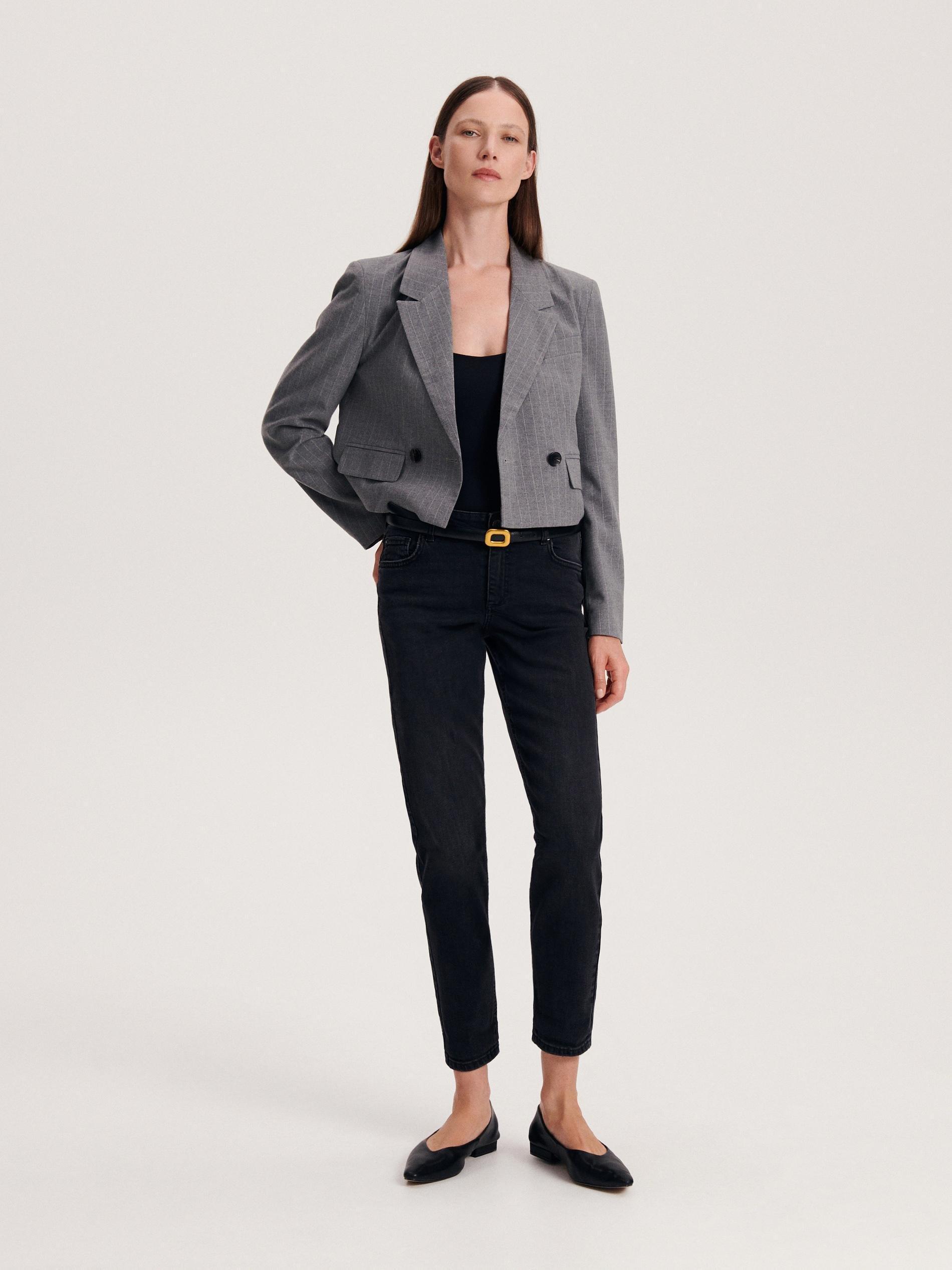 Black Boyfriend Slim Jeans, , large image number 0