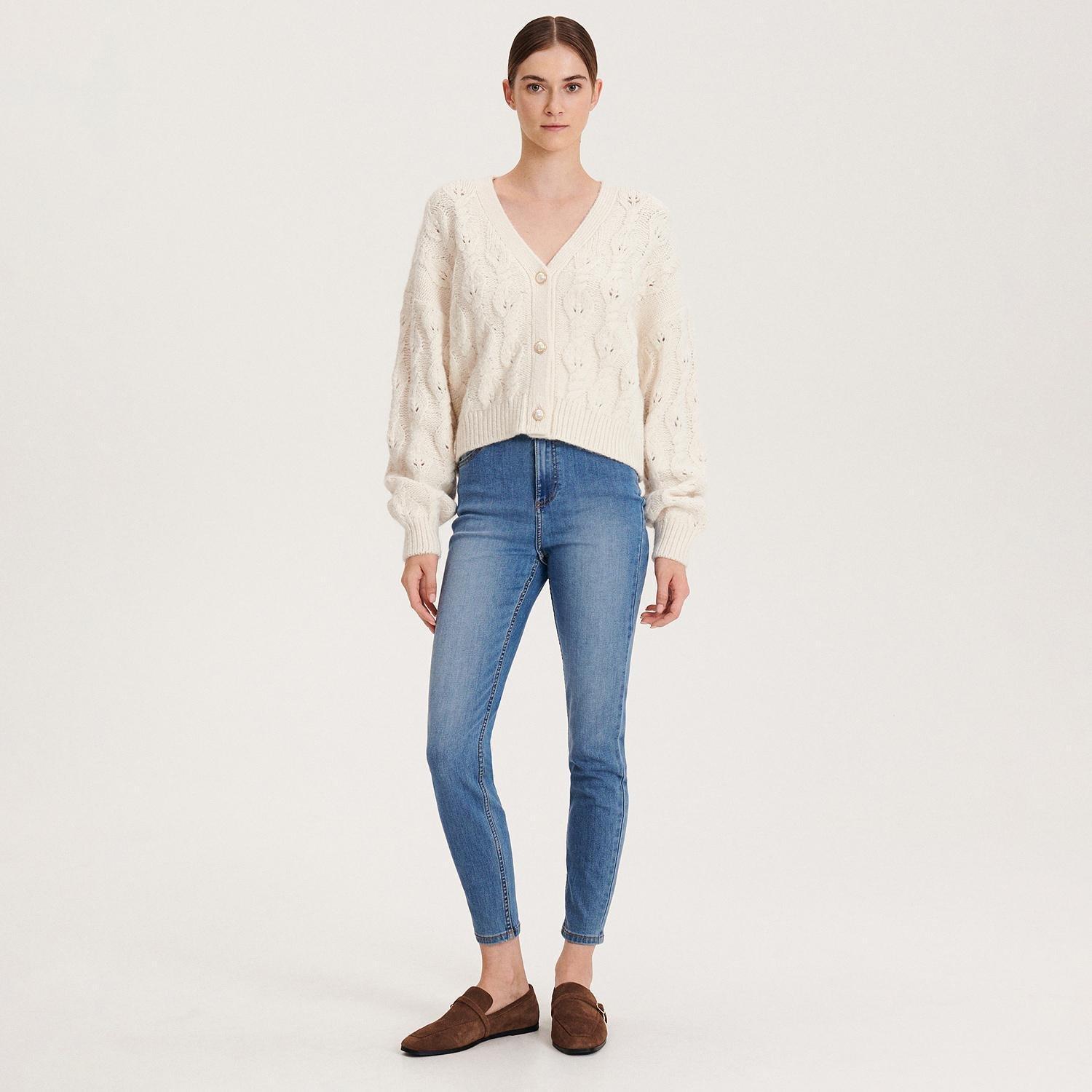 Blue High Waist Slim Jeans, , large image number 1