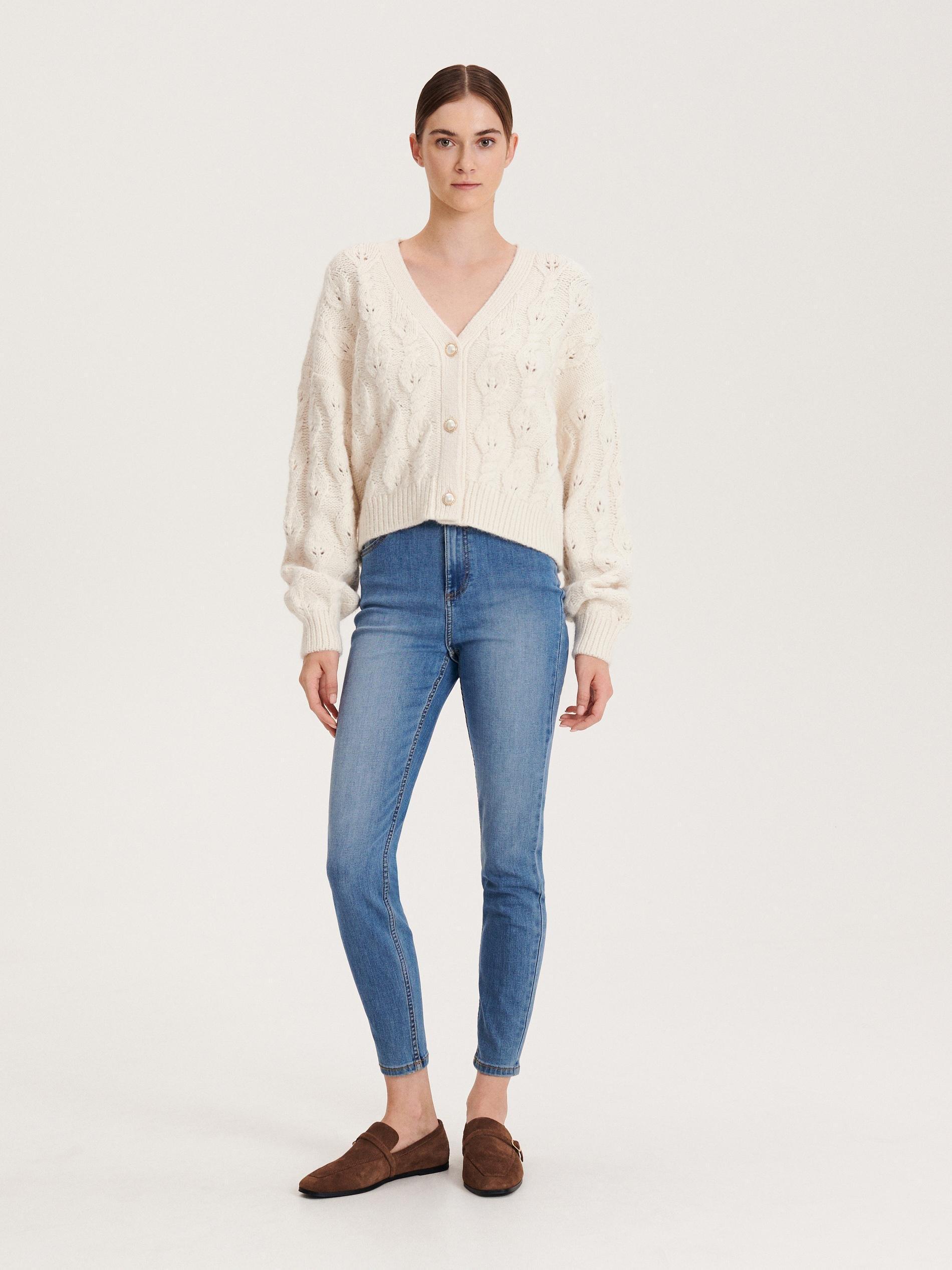 Blue High Waist Slim Jeans, , large image number 4