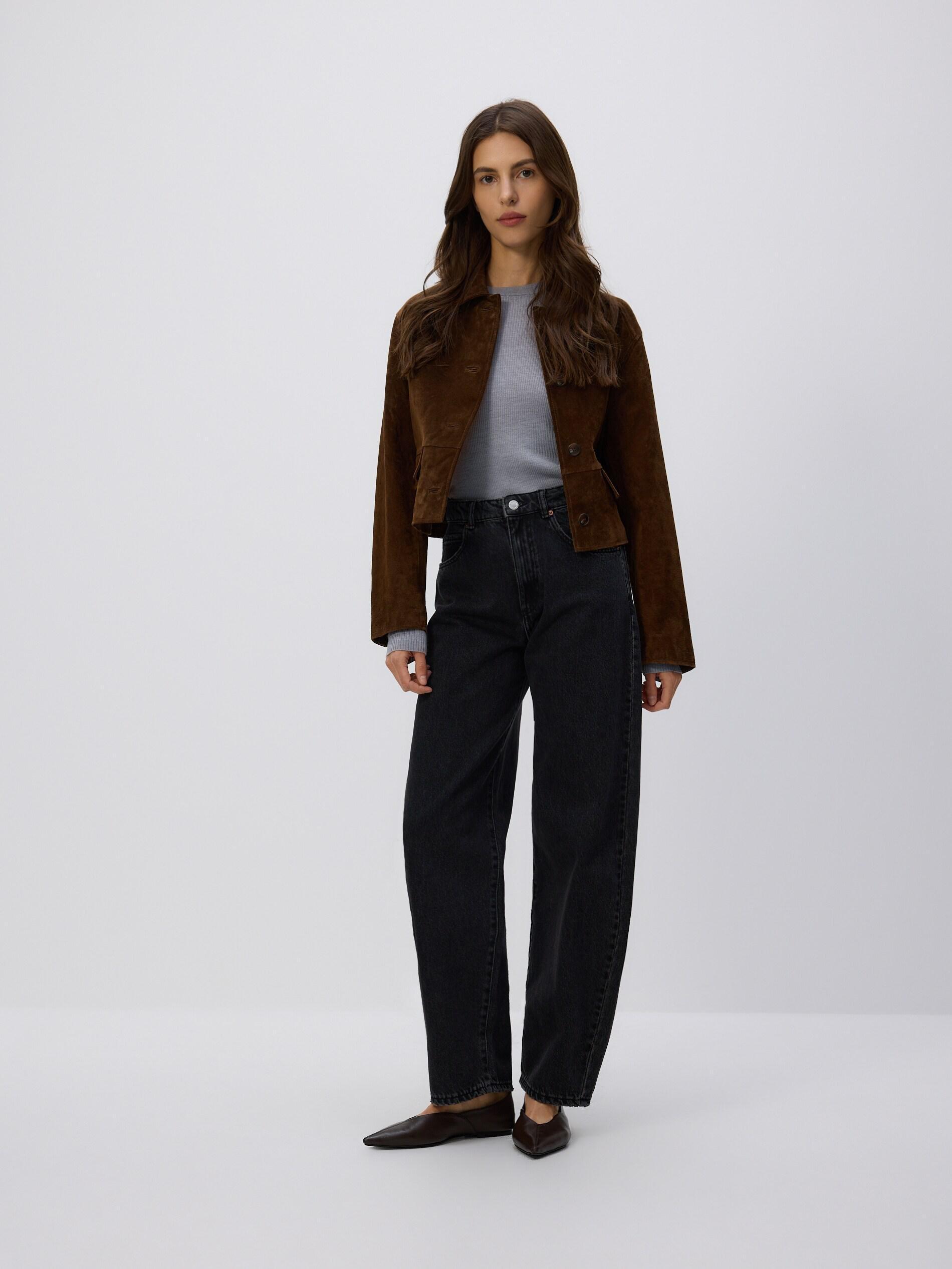 Black Barrel Leg Jeans, Black, medium
