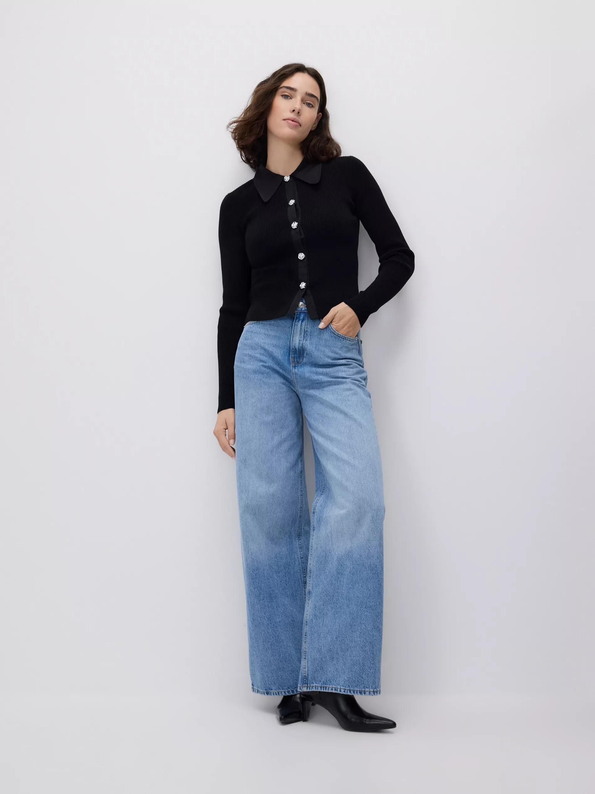 Black Viscose Blend Blouse, Black, large image number 0