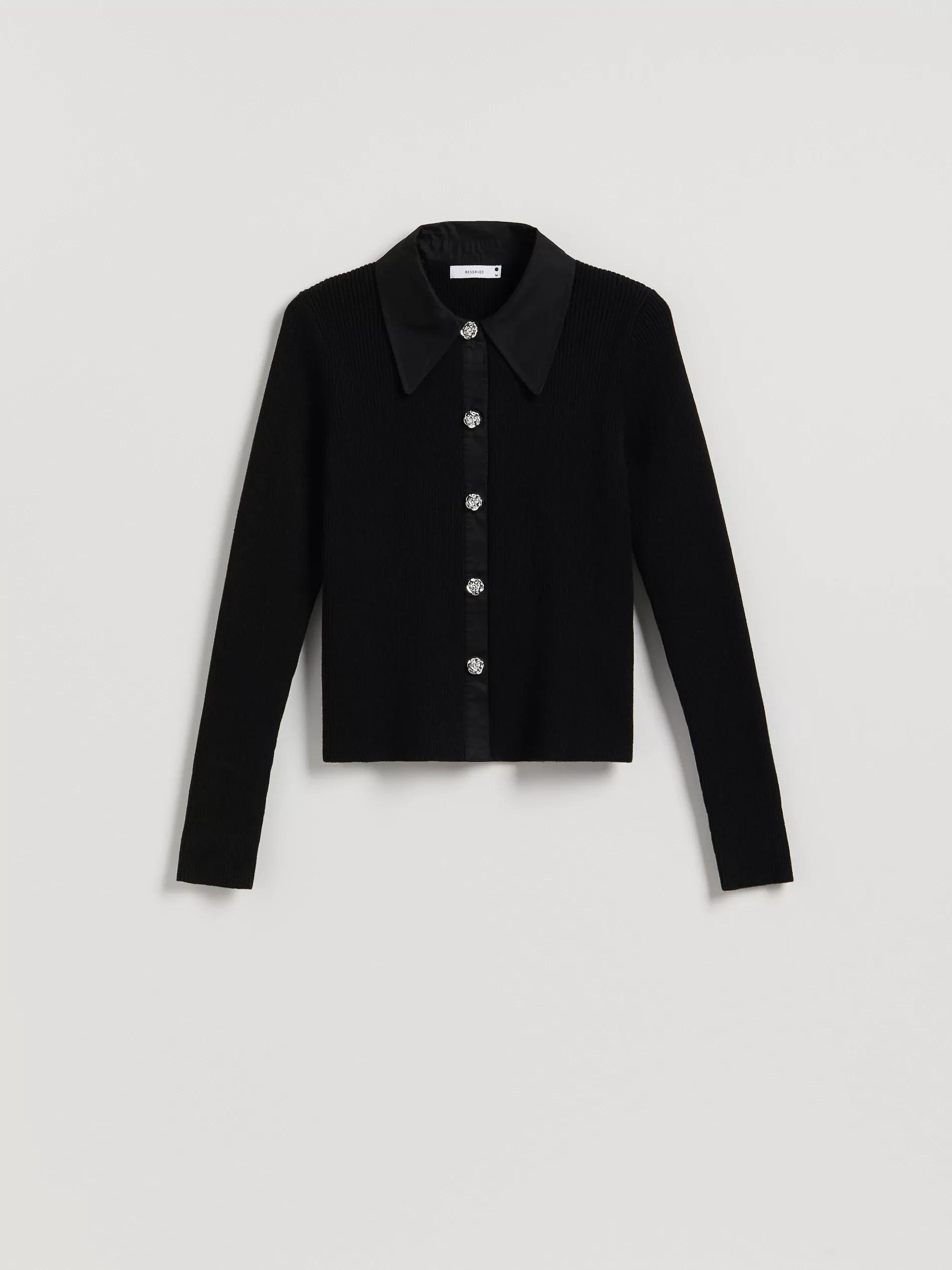 Black Viscose Blend Blouse, Black, large image number 4