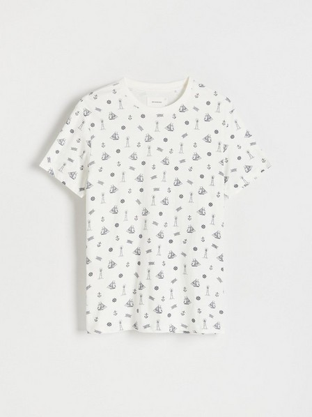 Reserved - Cream Regular Fit Printed T-Shirt 
