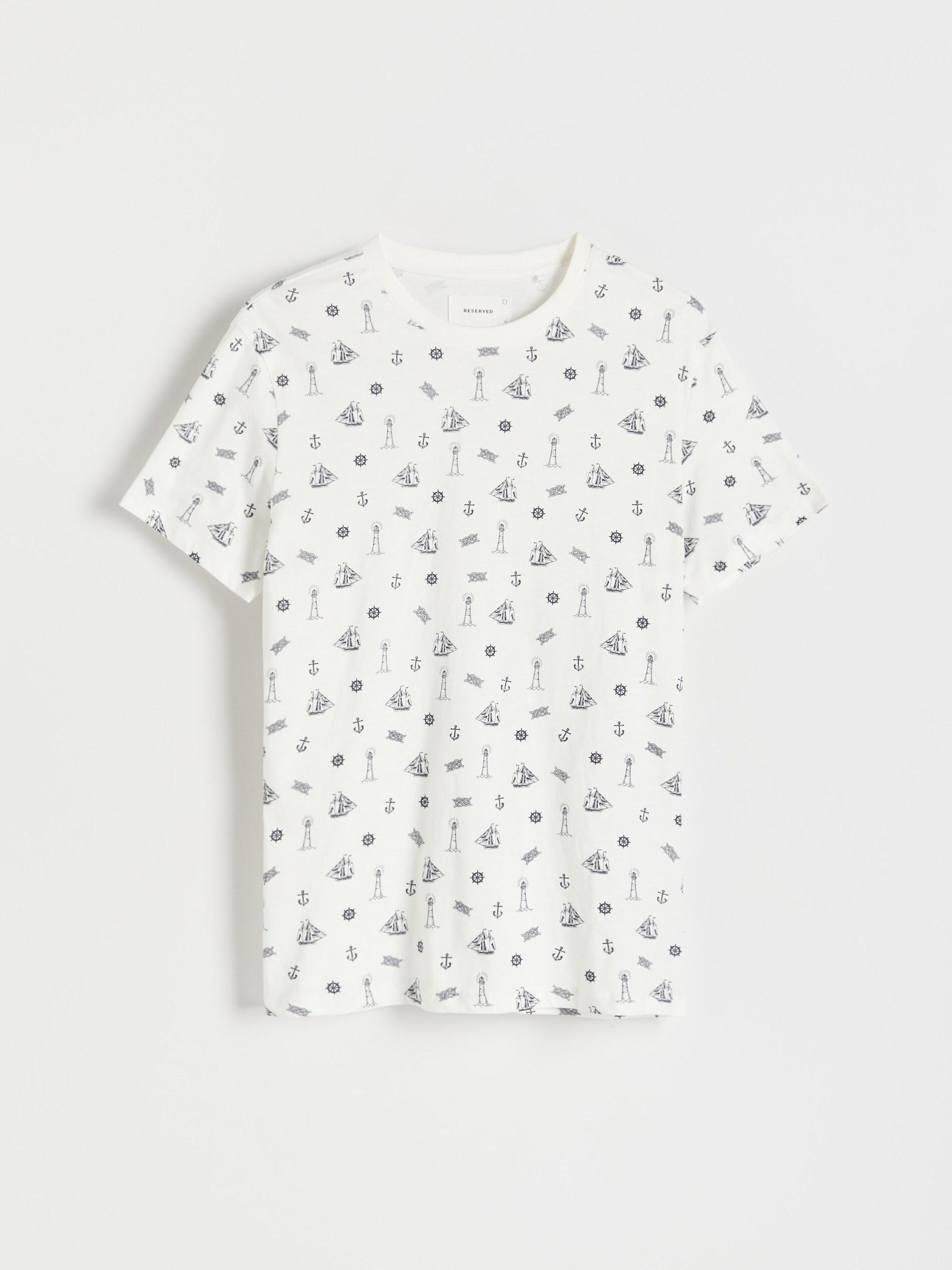 Cream Regular Fit Printed T-Shirt , , large image number 0