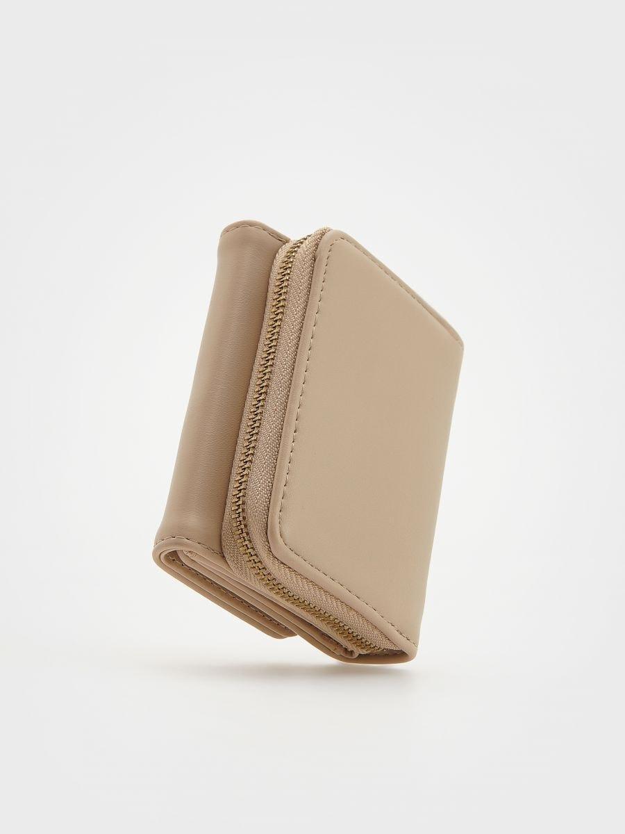 Beige Decorated Closure Wallet, Ivory, large image number 1