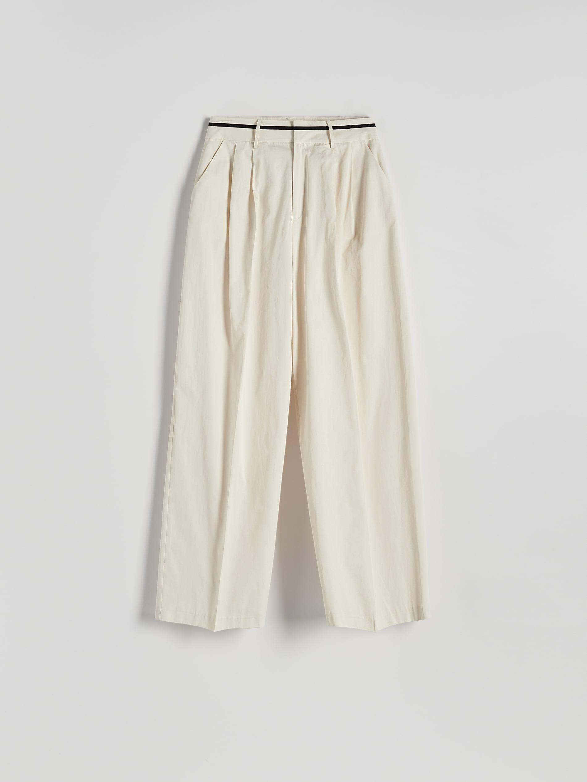 White Pressed Crease Cotton Trousers, , large image number 4