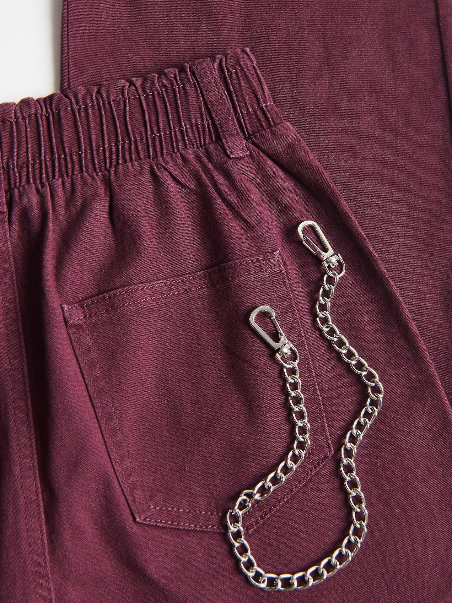 Red Trousers With Chain Detail, Burgundy, medium