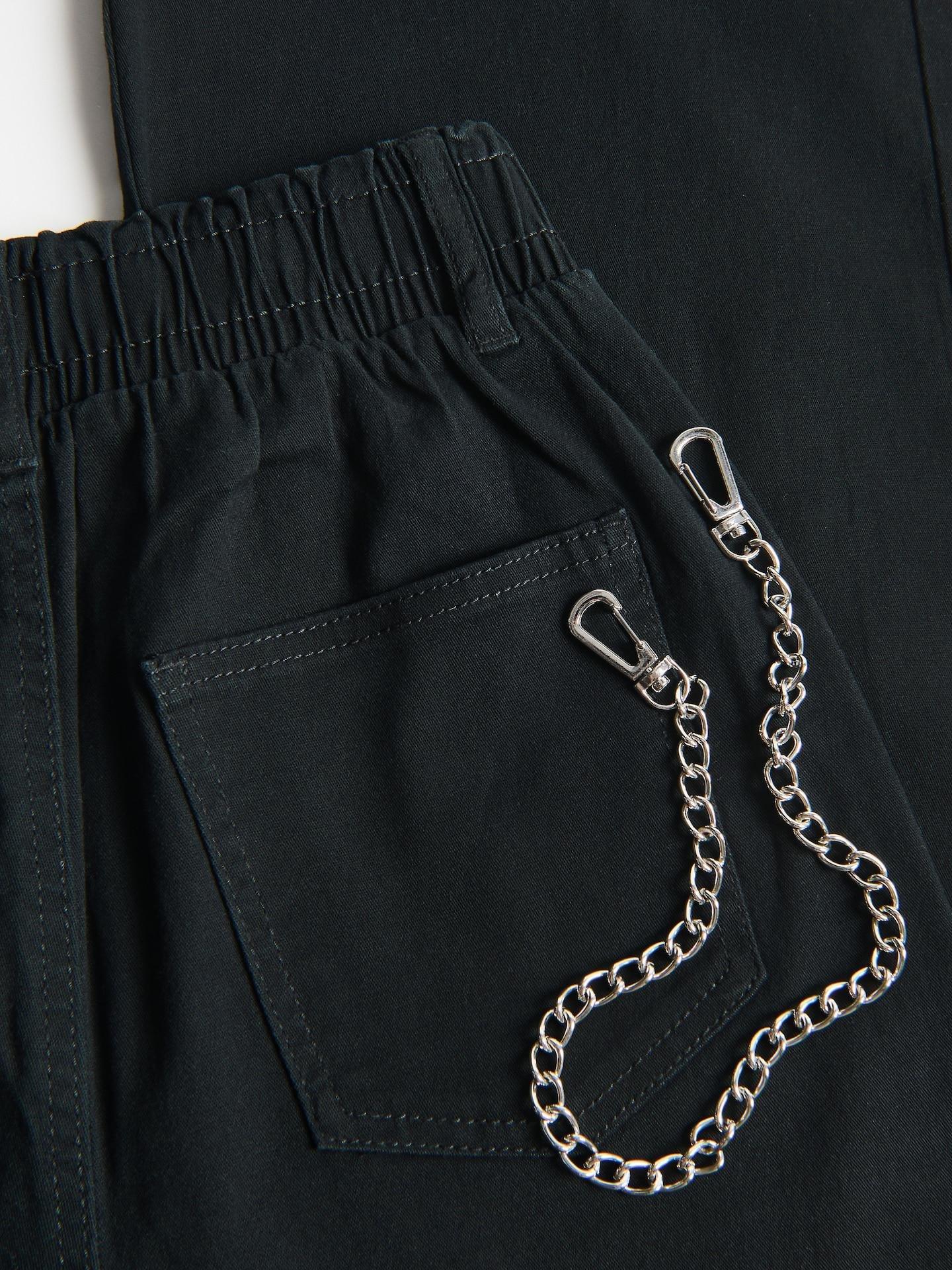Black Trousers With Chain Detail, Black, medium