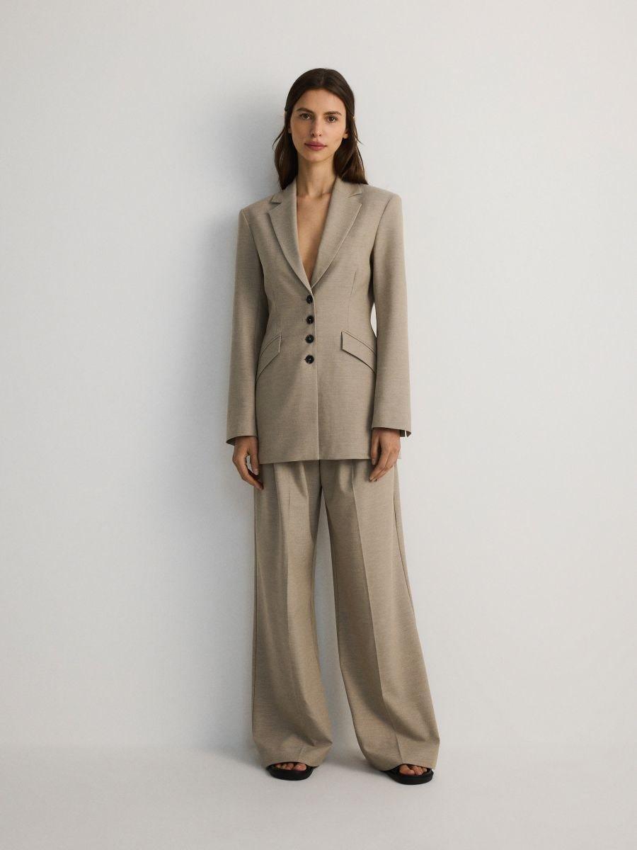 Beige Trousers With Crease, , large image number 0