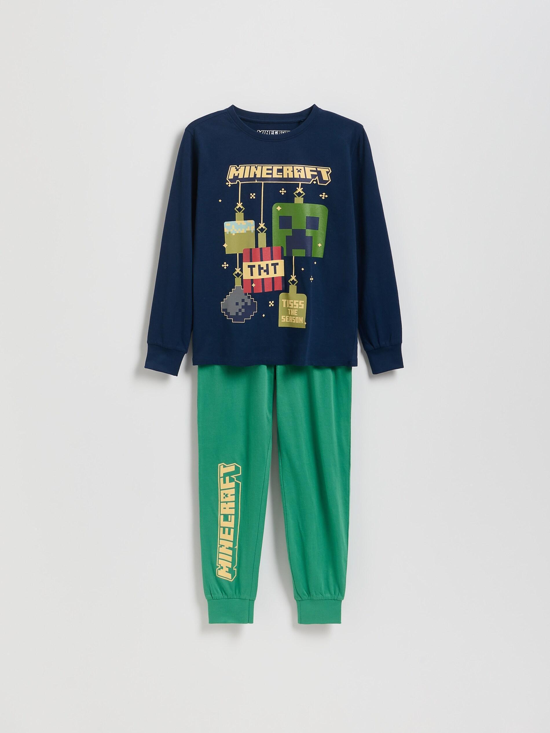 Navy Minecraft Cotton Pyjama Set, Kids Boys, Navy, medium