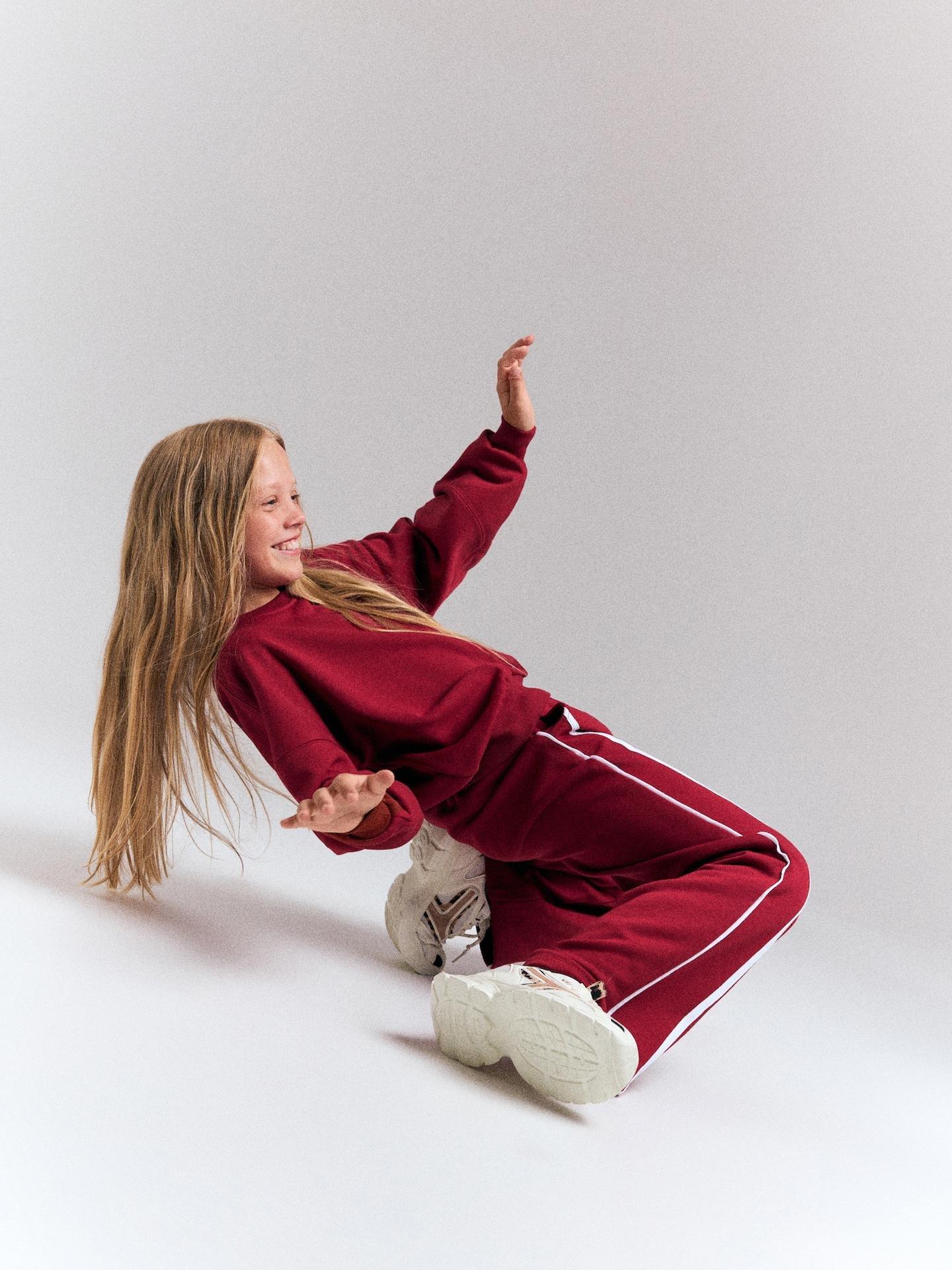 Red Sweatpants With Side Stripes, Burgundy, large image number 3