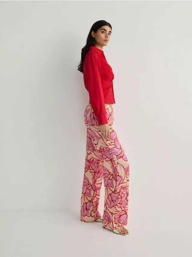 Multicolor Wide Leg Viscose Trousers, , large image number 0