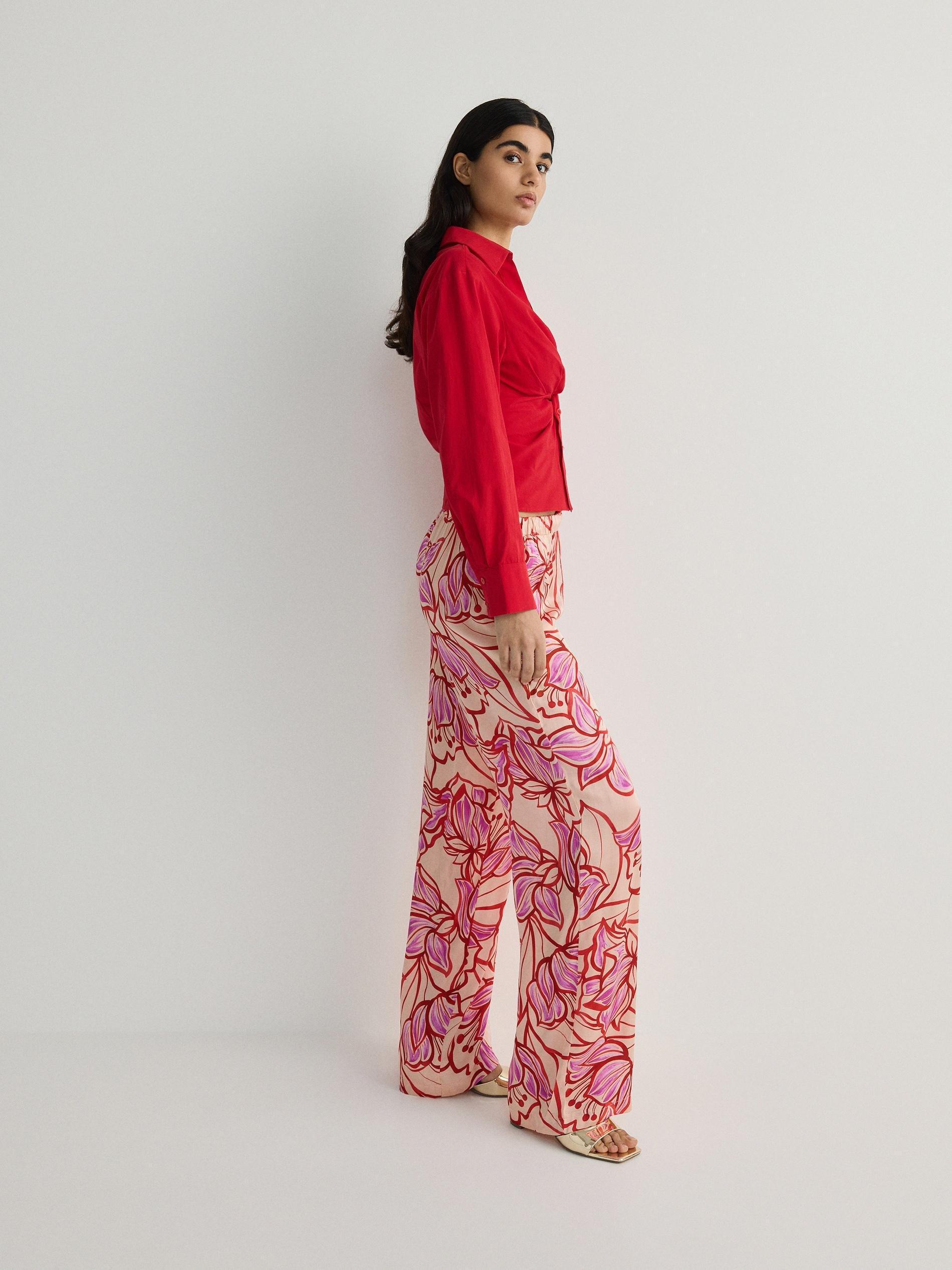 Multicolor Wide Leg Viscose Trousers, , large image number 1