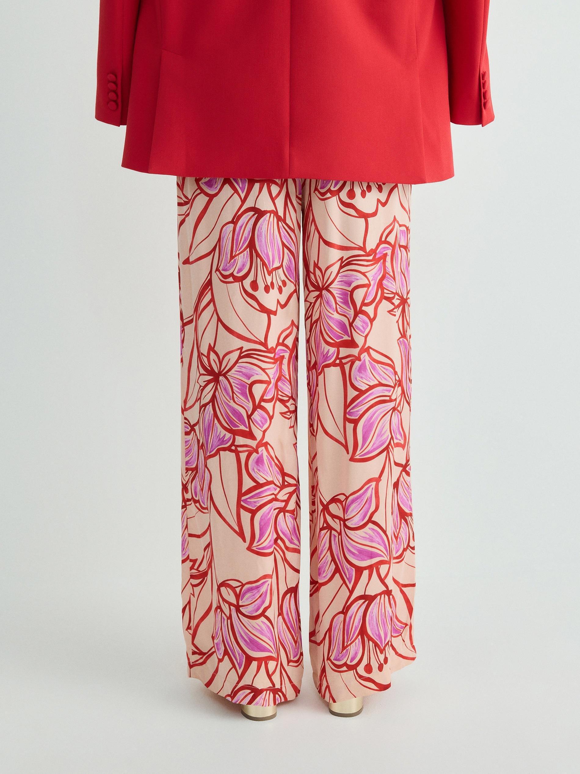 Multicolor Wide Leg Viscose Trousers, , large image number 3