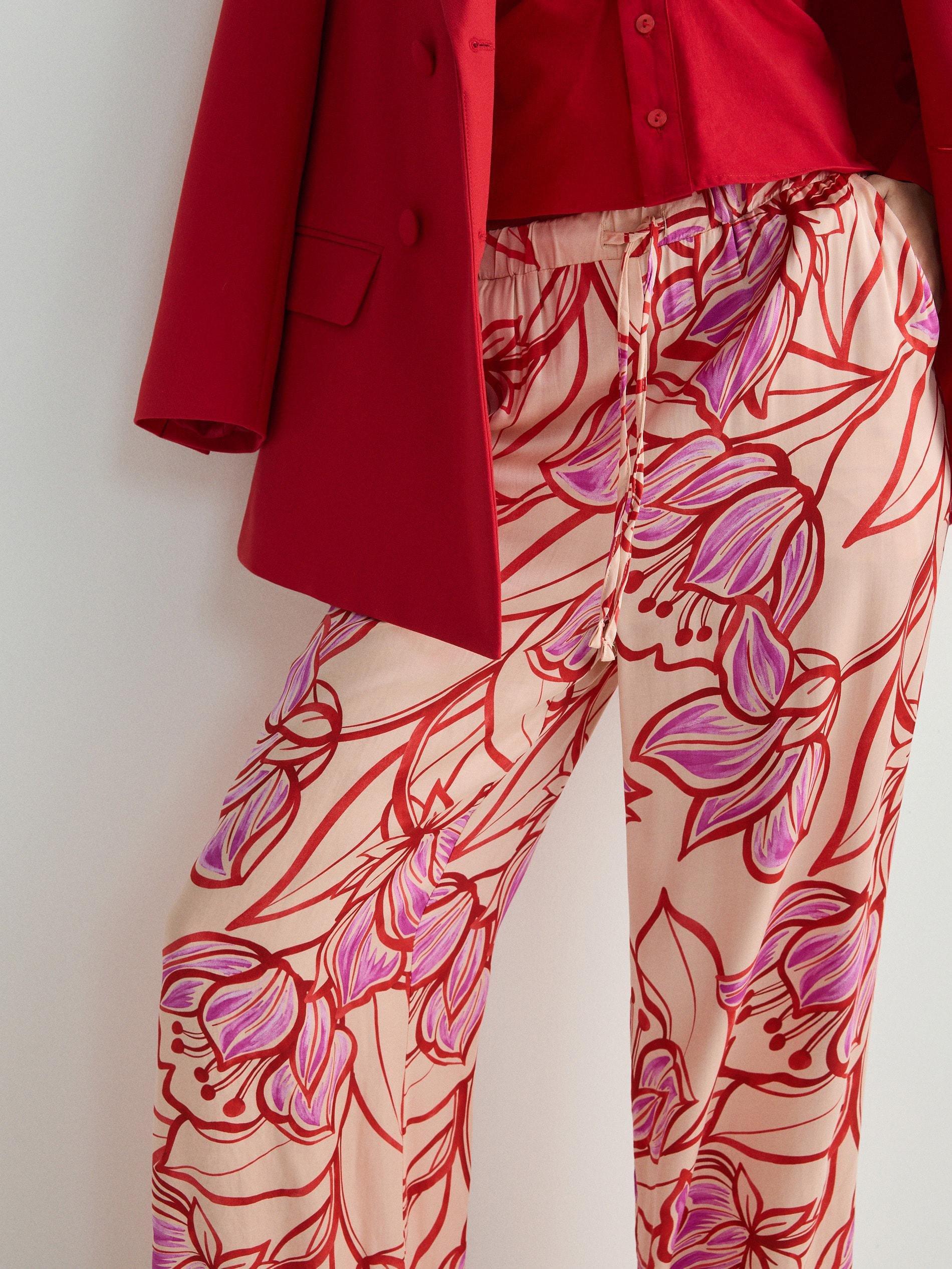 Multicolor Wide Leg Viscose Trousers, , large image number 5