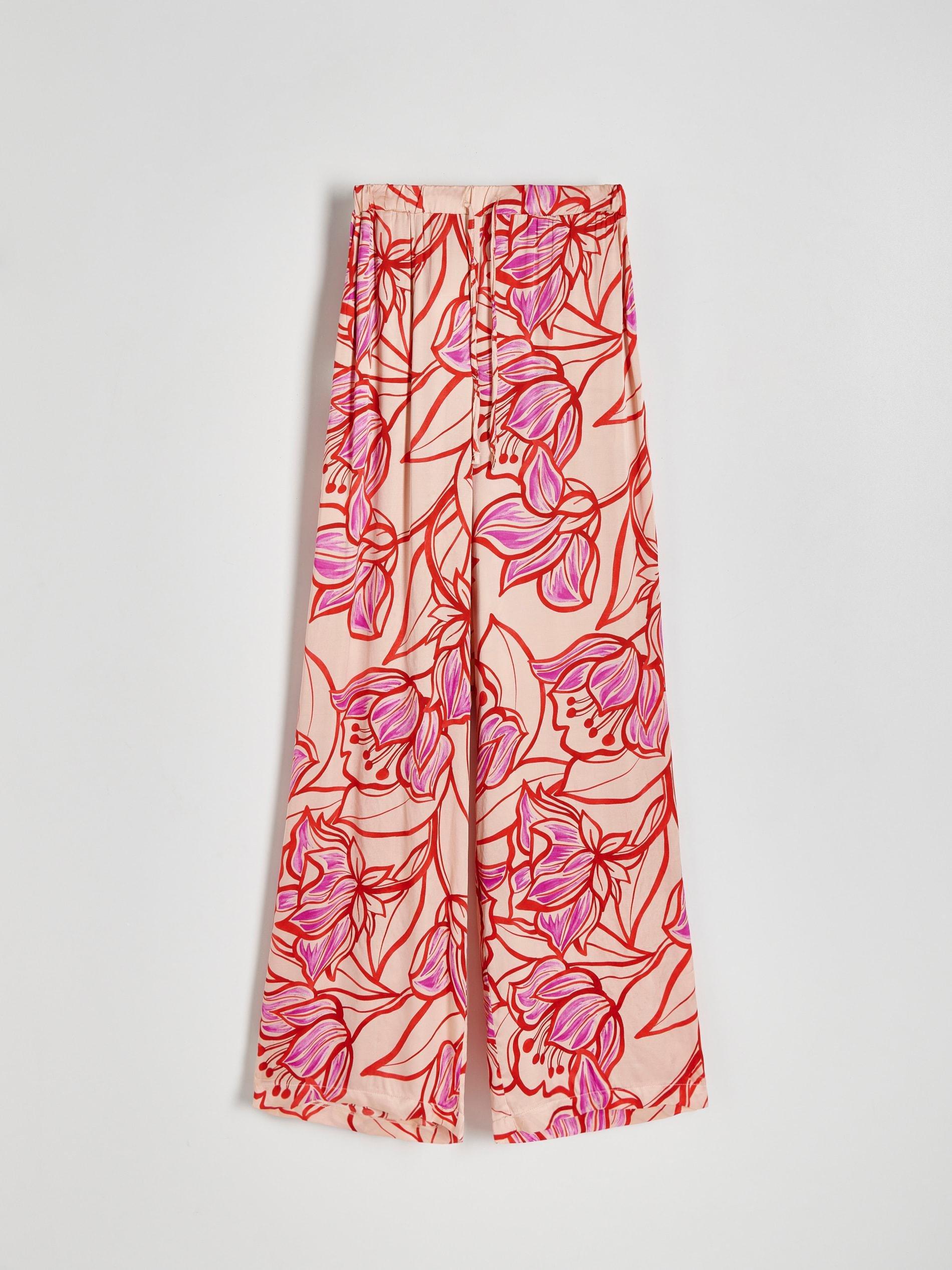 Multicolor Wide Leg Viscose Trousers, , large image number 7