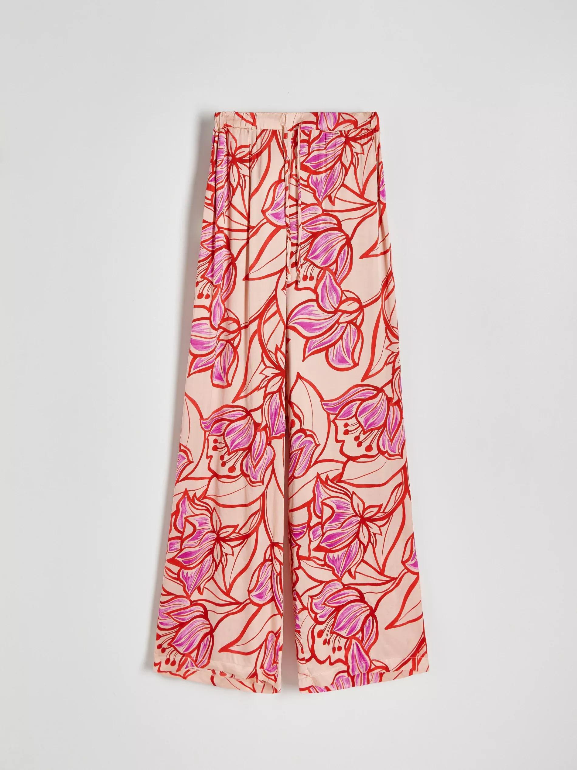Multicolor Wide Leg Viscose Trousers, , large image number 8