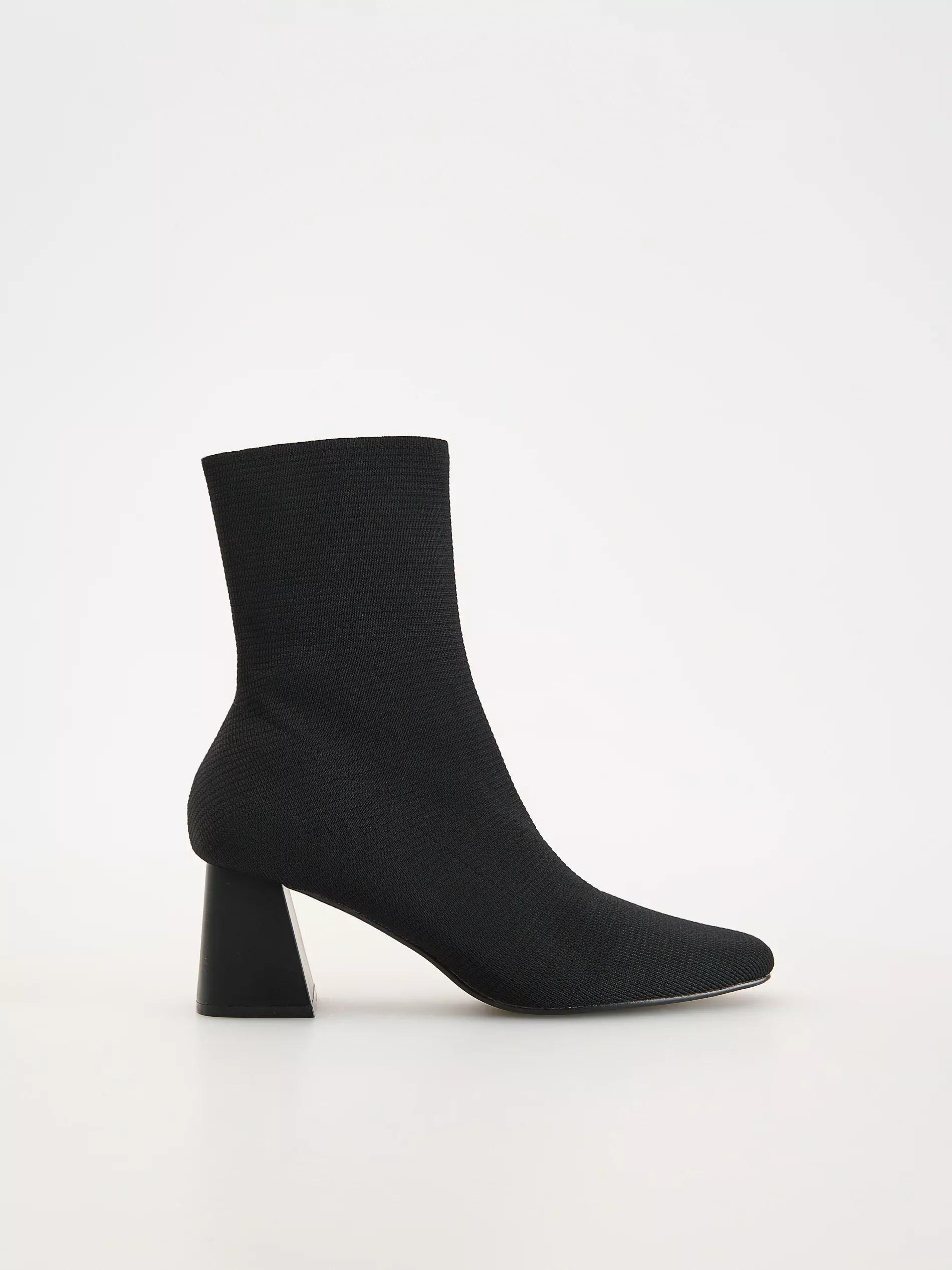 Black Heeled Ankle Boots, Black, large image number 0