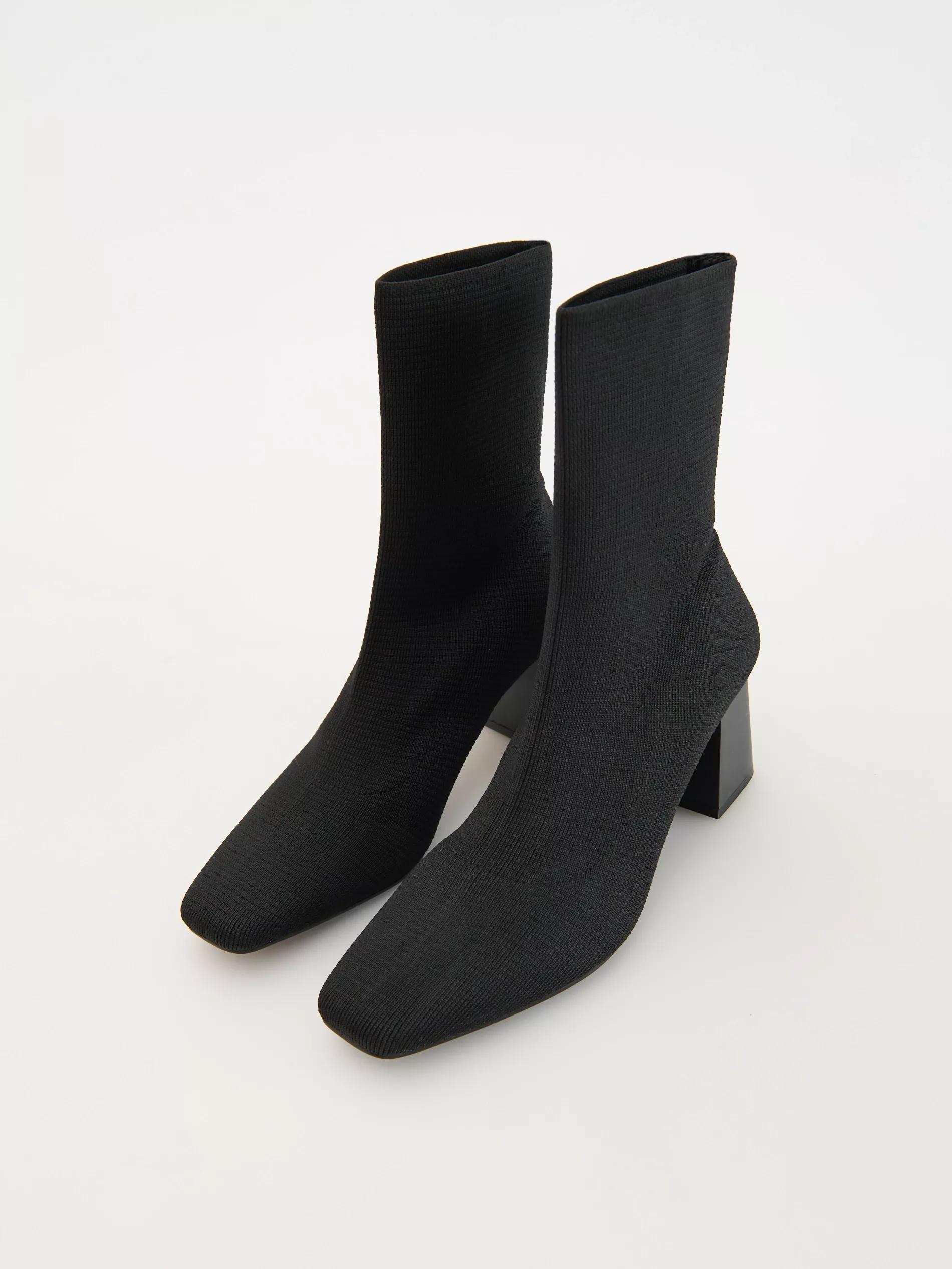 Black Heeled Ankle Boots, Black, large image number 1