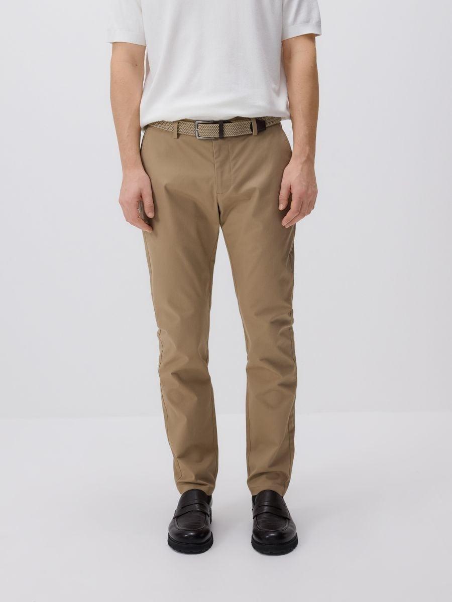 Beige Slim Chino Pants With Belt, Beige, large image number 0