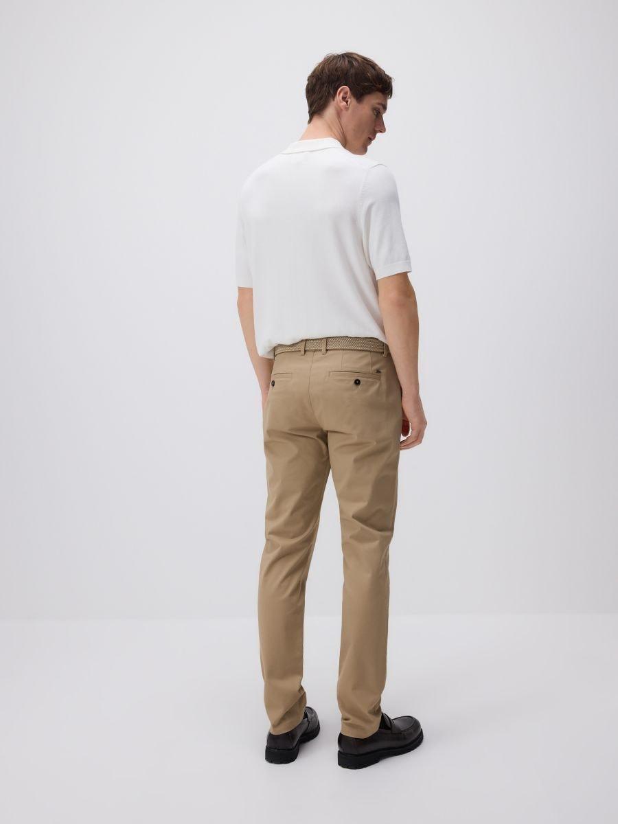 Beige Slim Chino Pants With Belt, Beige, large image number 2