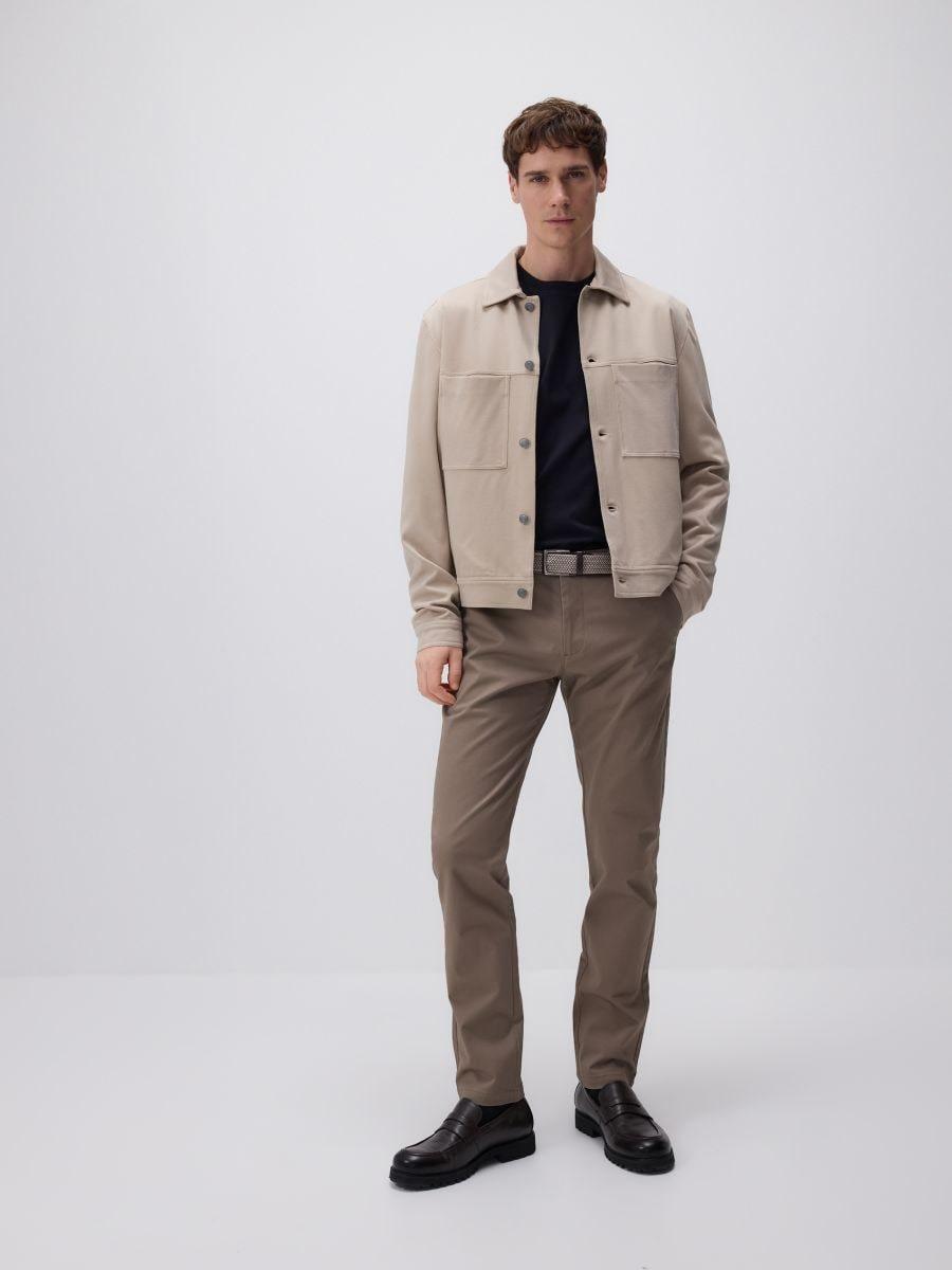 Brown Slim Chino Pants With Belt, , large image number 0