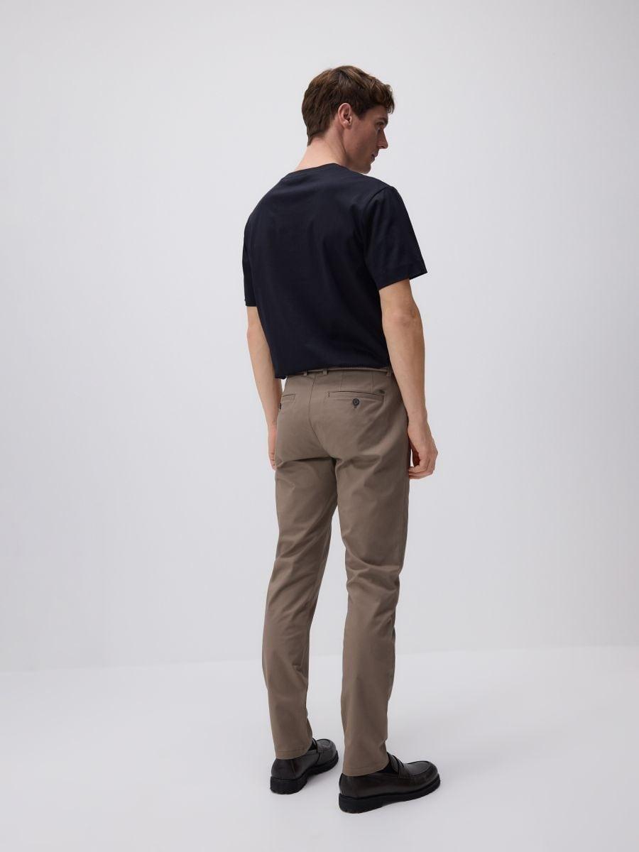 Brown Slim Chino Pants With Belt, , large image number 2